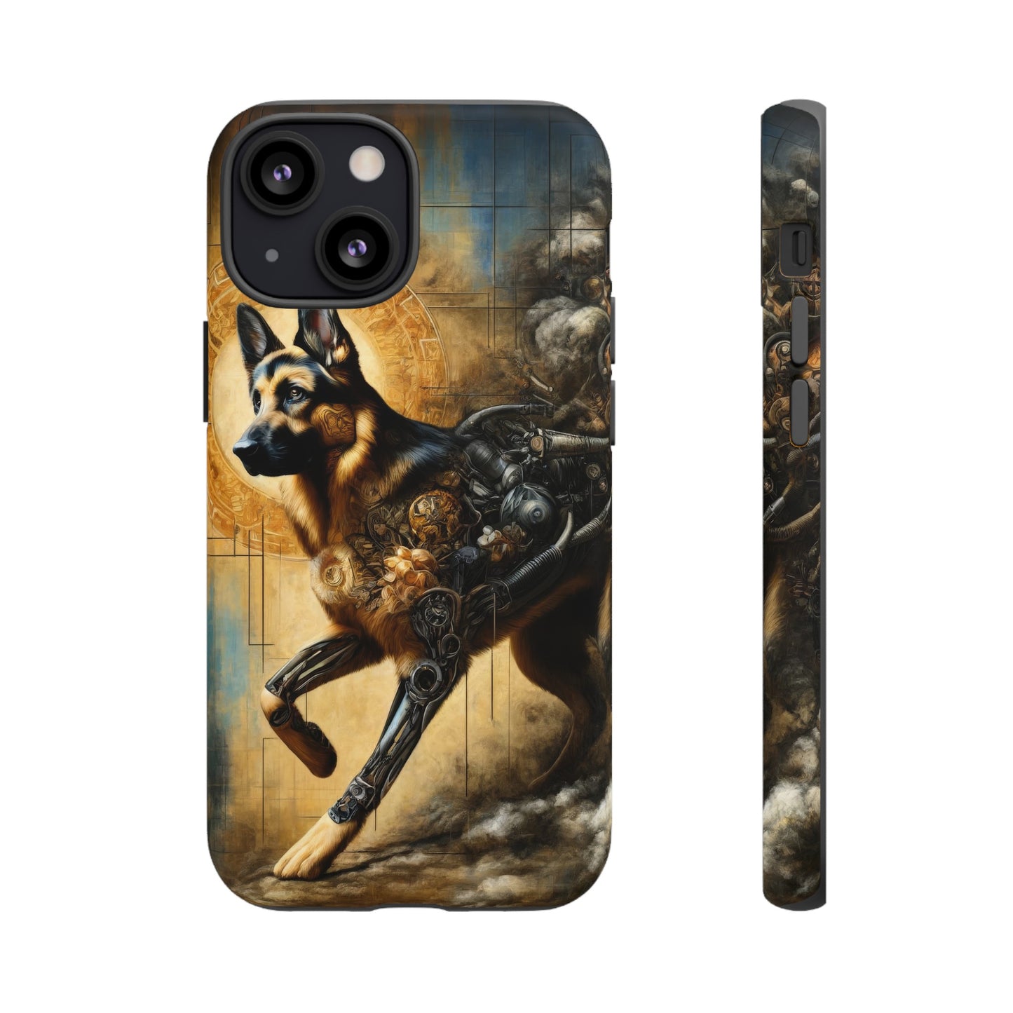 Byzantine, charcoal, and cybernetic German Shepherd Phone Case