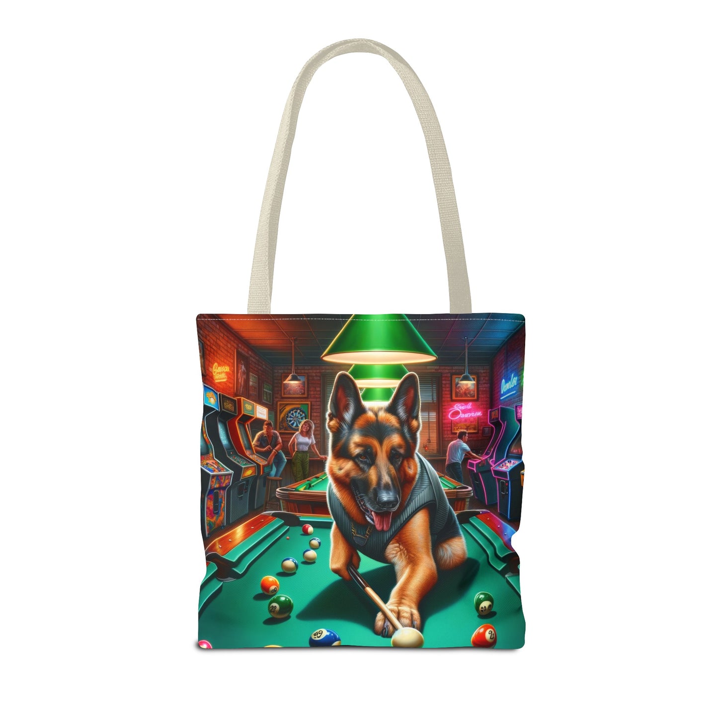 German Shepherd Playing Pool Tote Bag