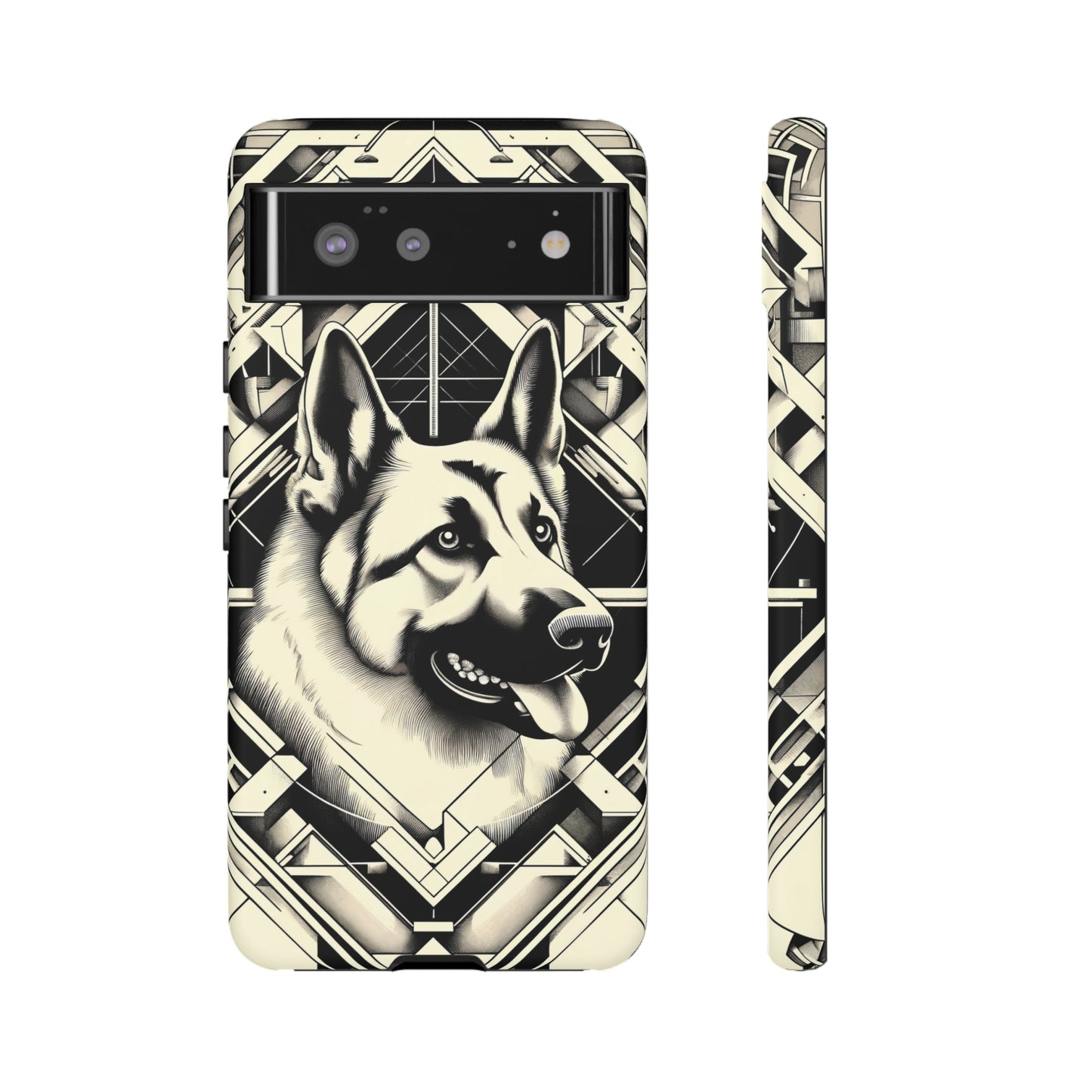 Constructivism and etching style German Shepherd Phone Case