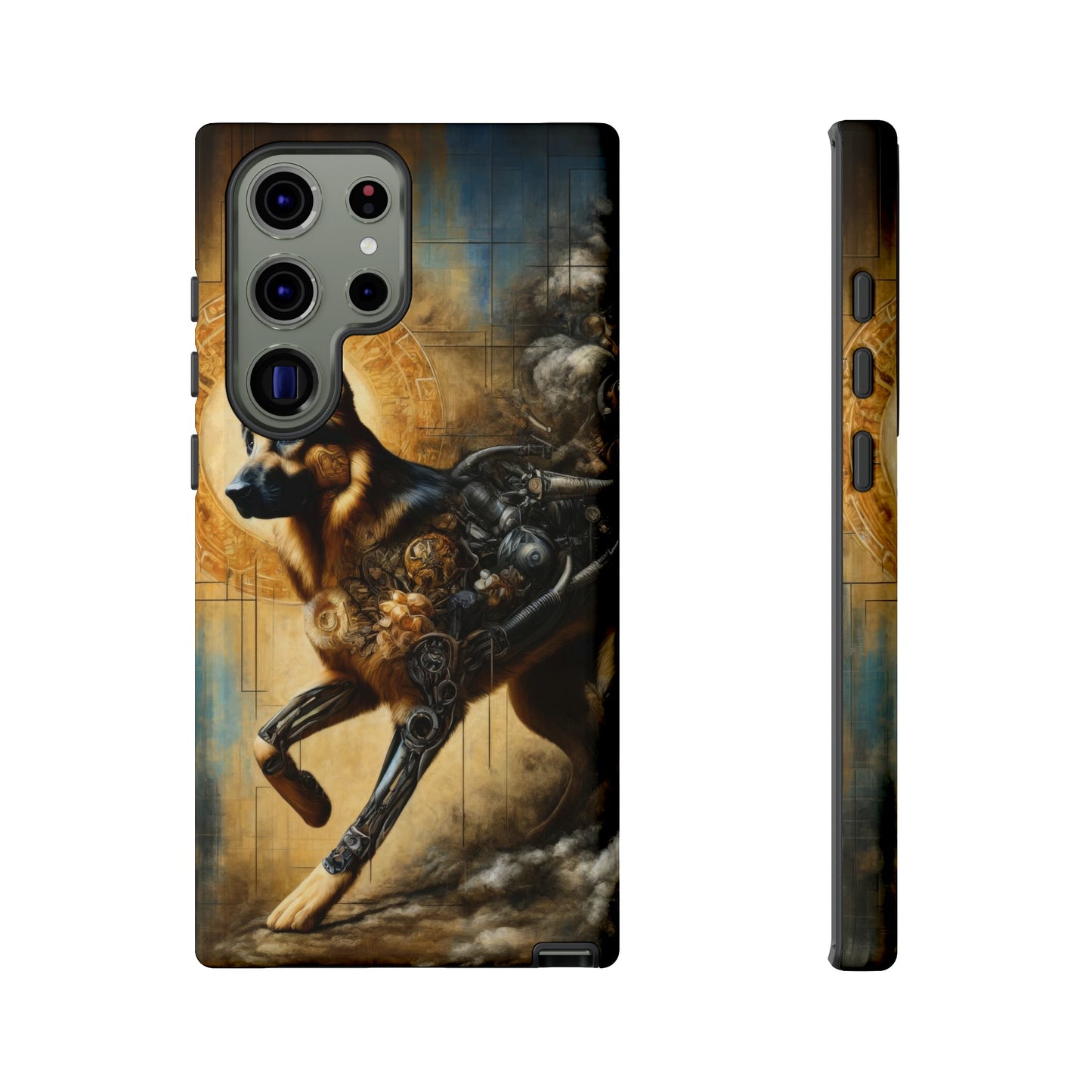 Byzantine, charcoal, and cybernetic German Shepherd Phone Case