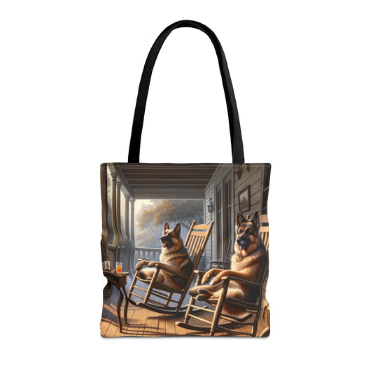 German Shepherds on the Porch Tote Bag