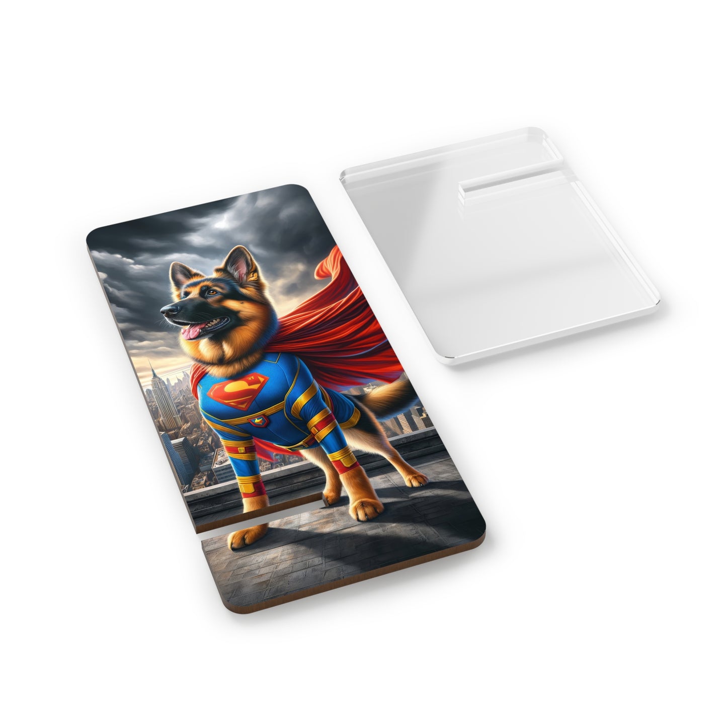 German Shepherd Superhero Smartphone Stand