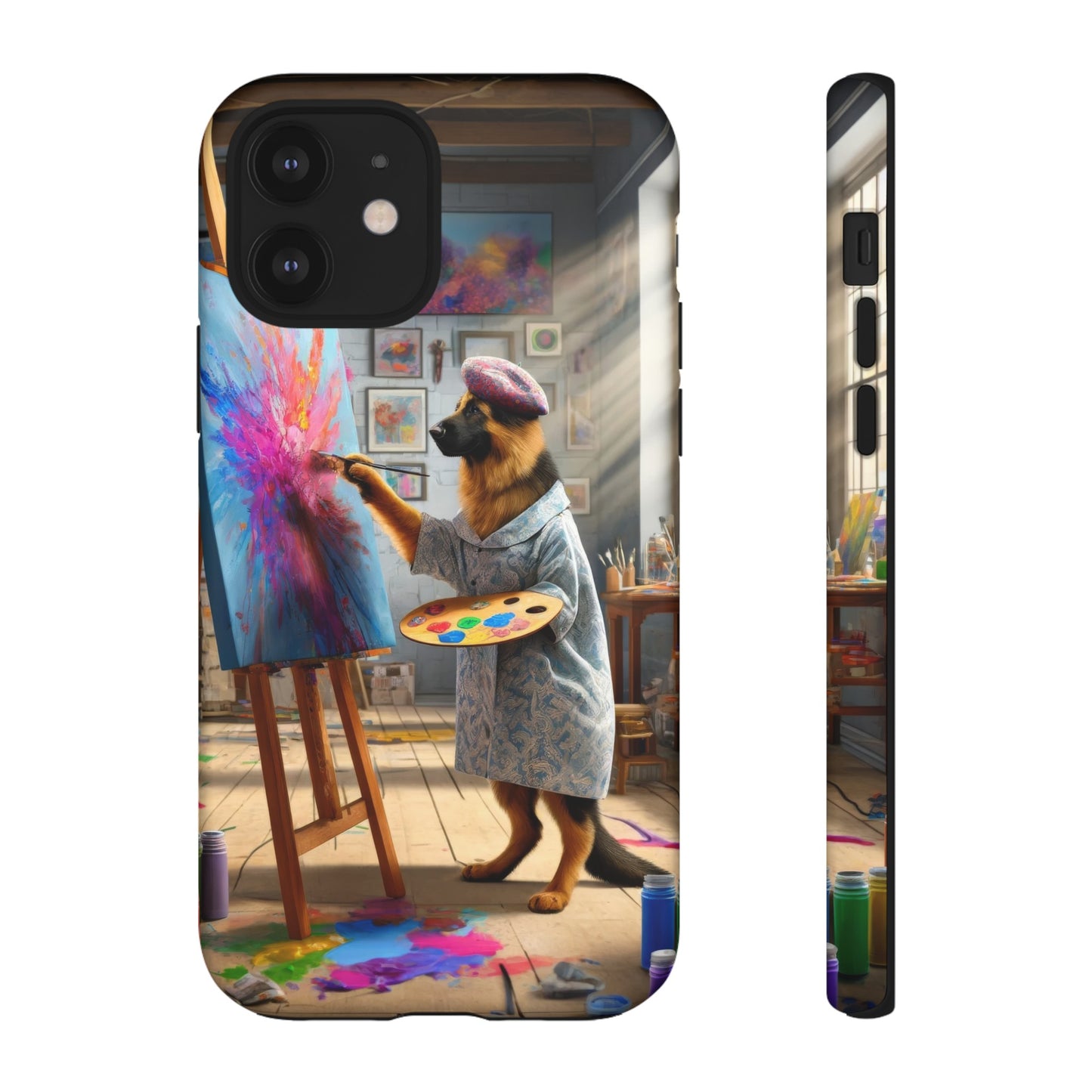 German Shepherd Painting on a Canvas Phone Case