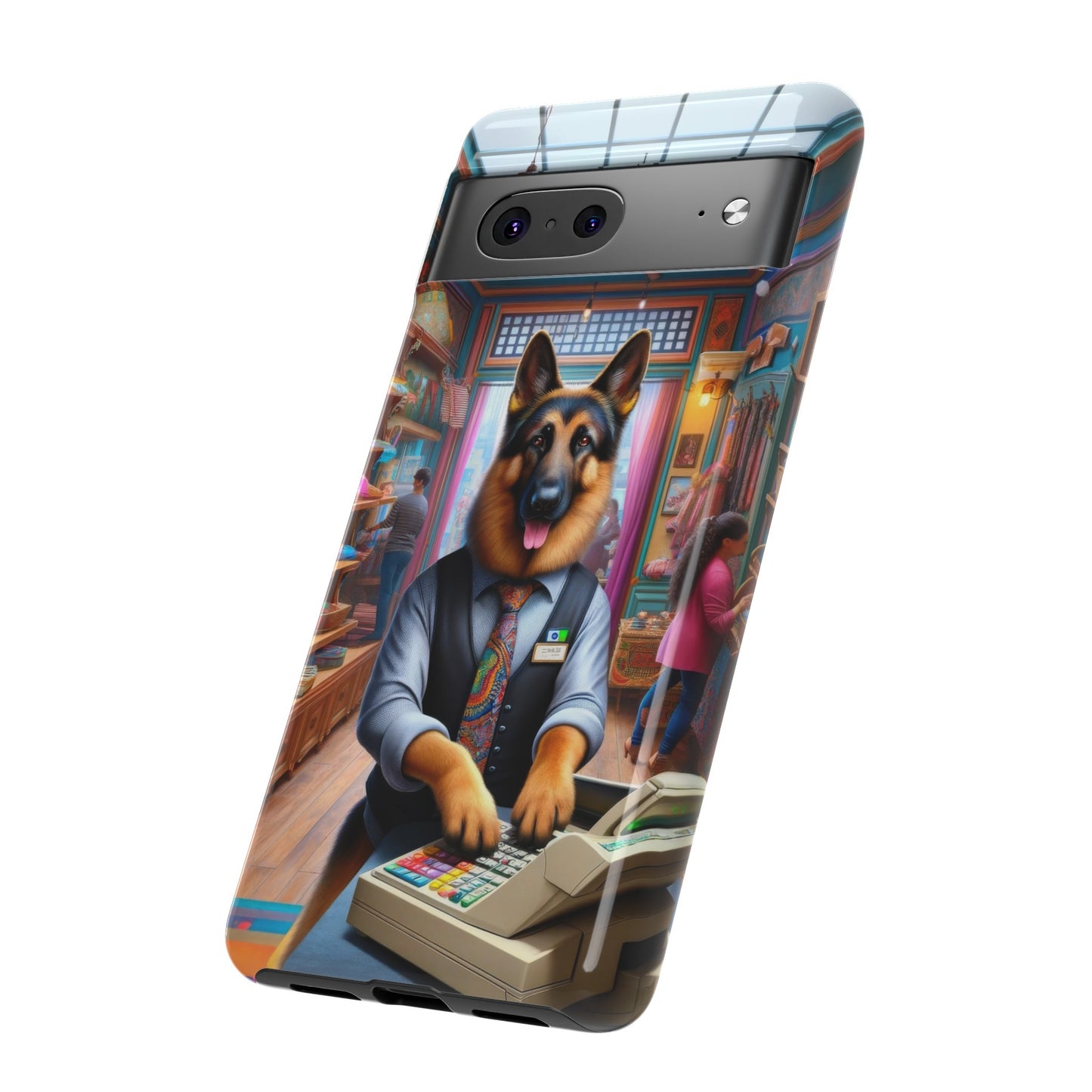 German Shepherd Operating a Cash Register Phone Case