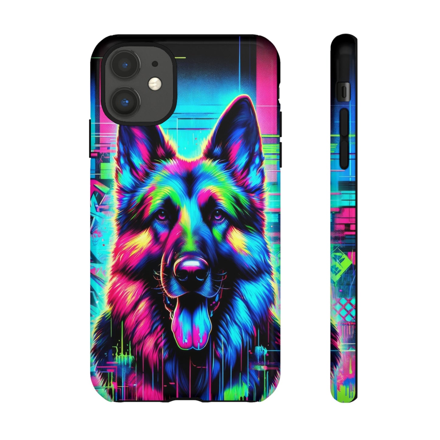 Neon graffiti German Shepherd Phone Case