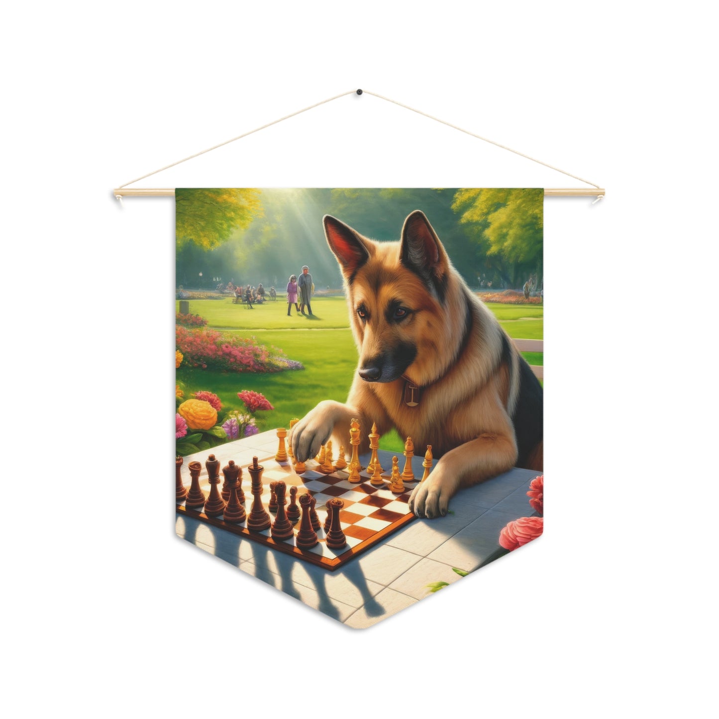 German Shepherd Playing Chess Pennant