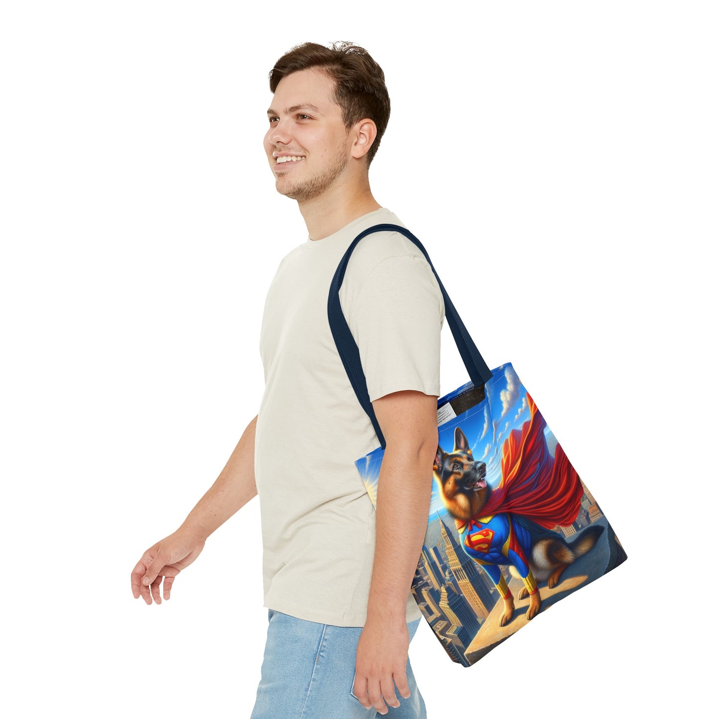 German Shepherd Superhero Tote Bag