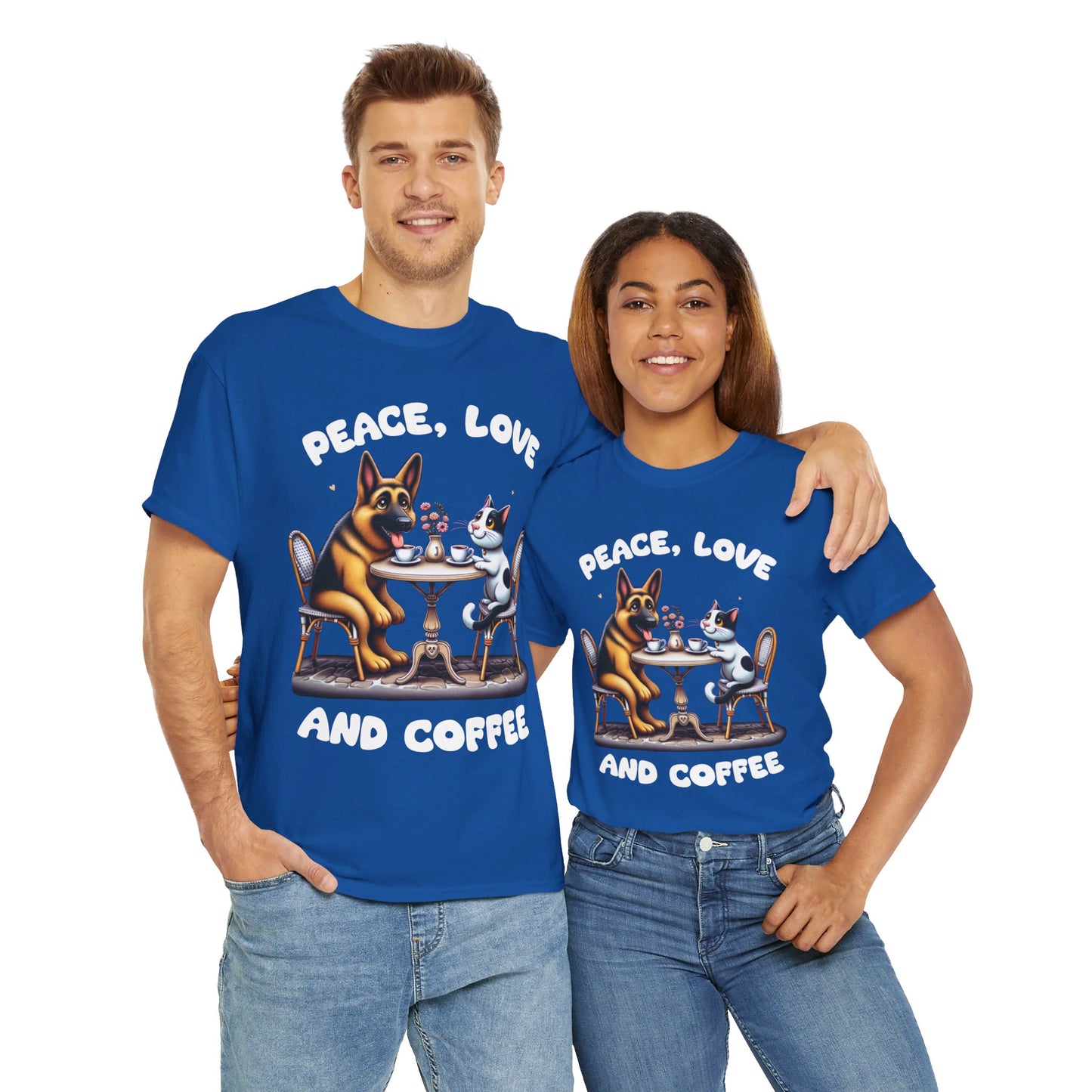 Peace Love and Coffee T-Shirt (13 Colors) (German Shepherd)