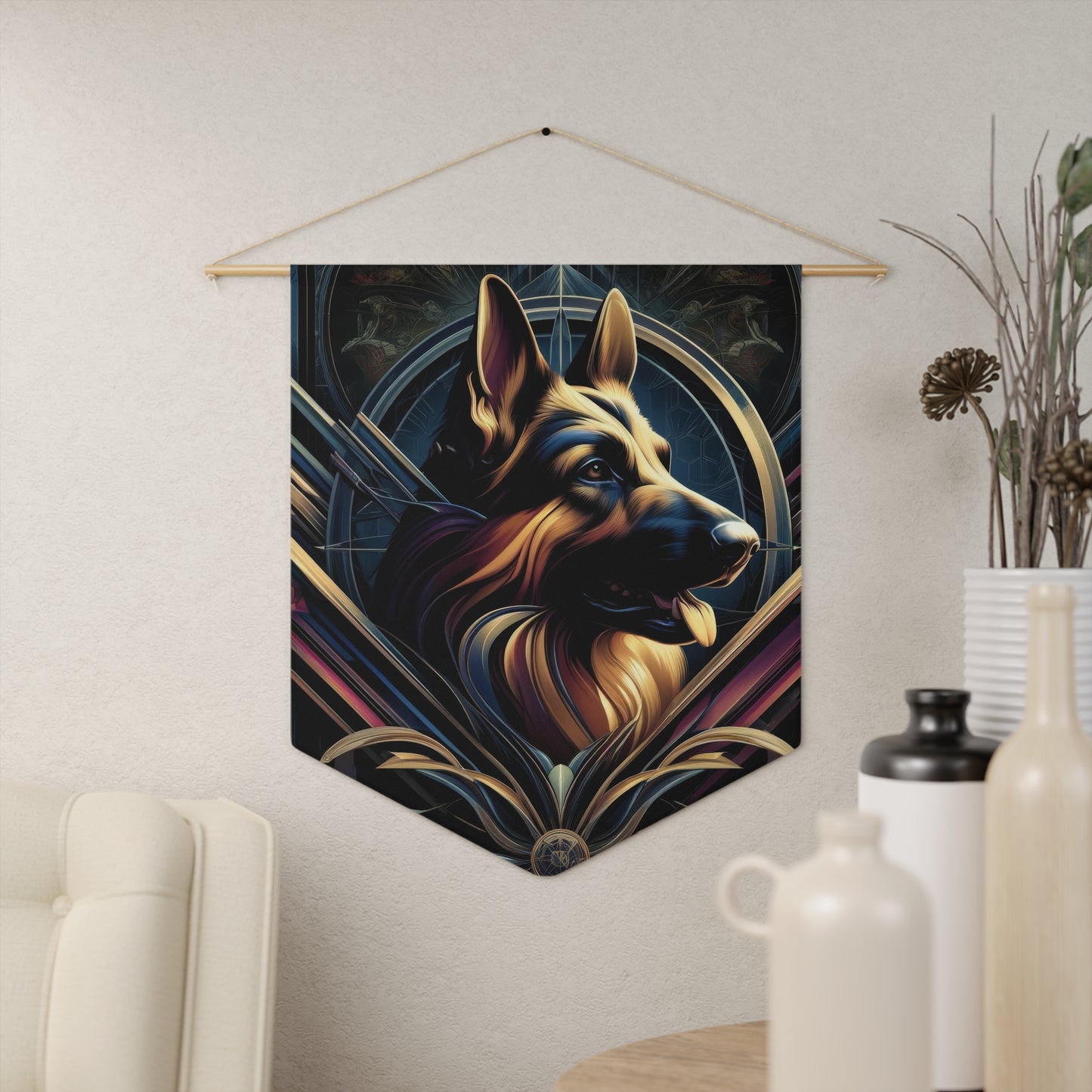 Gothic inspired German Shepherd Pennant