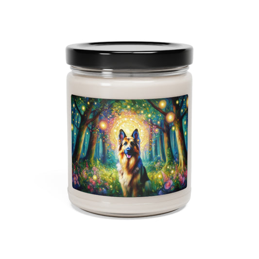 Neo-impressionism and fairy tale German Shepherd Scented Soy Candle, 9oz