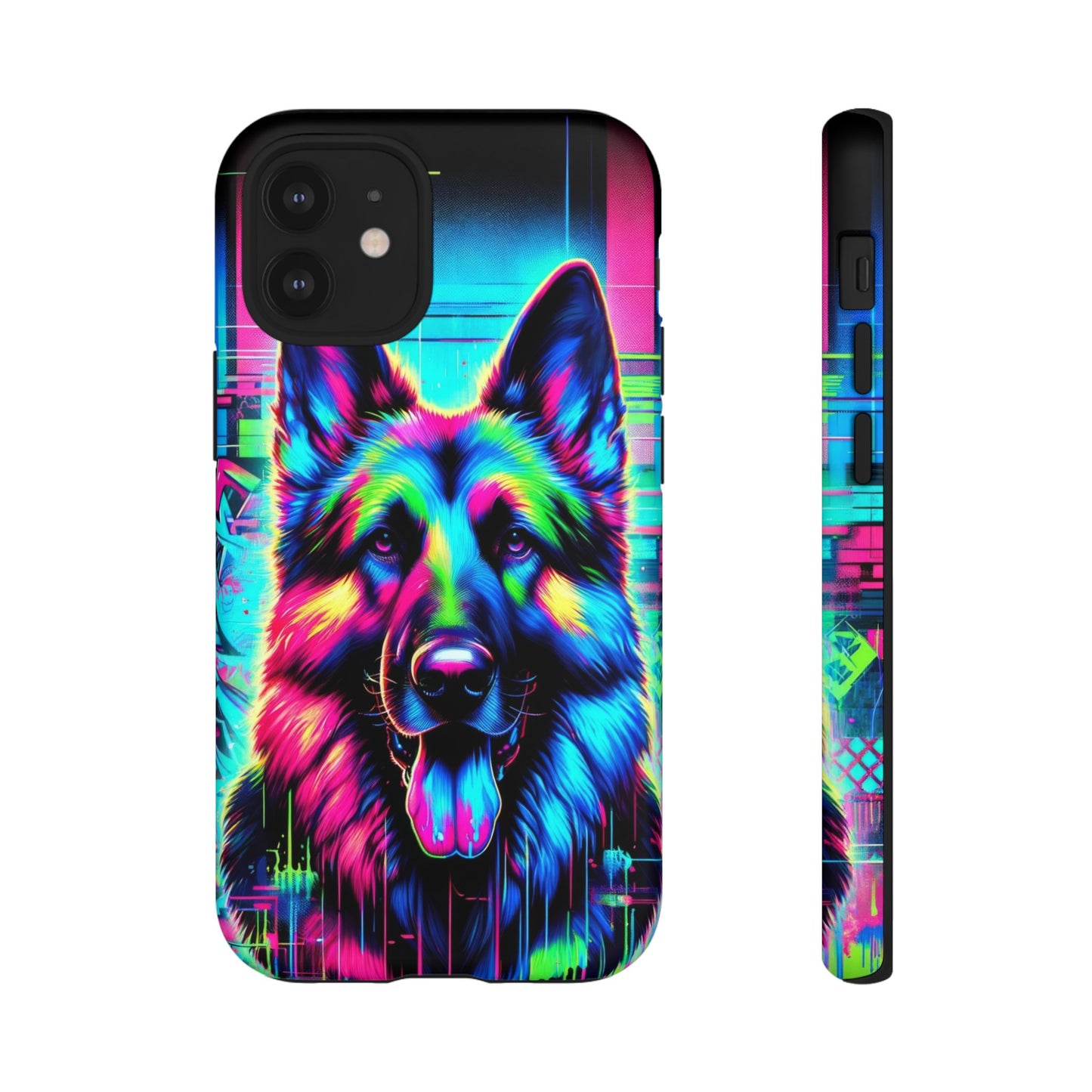 Neon graffiti German Shepherd Phone Case