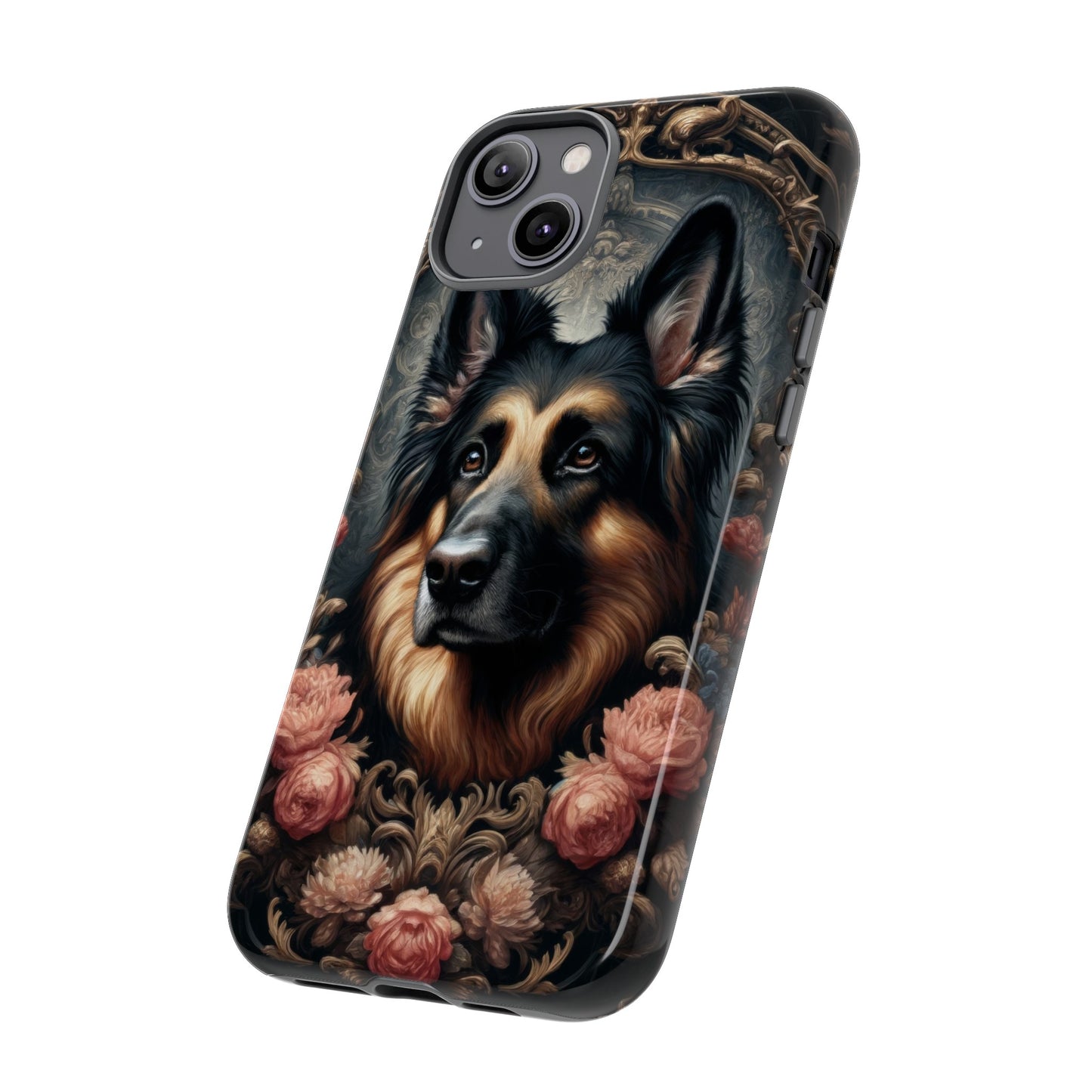 Gothic, high angle German Shepherd Phone Case