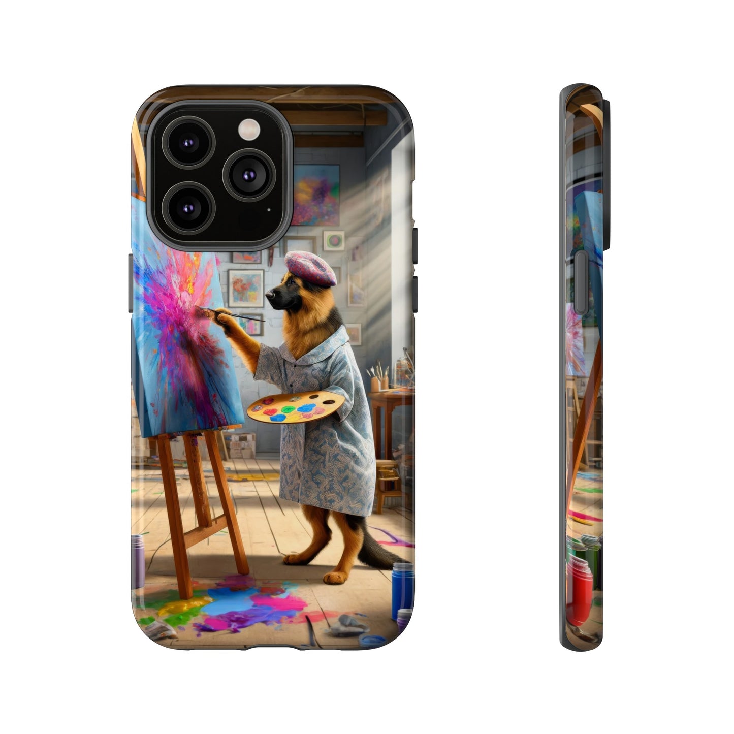 German Shepherd Painting on a Canvas Phone Case