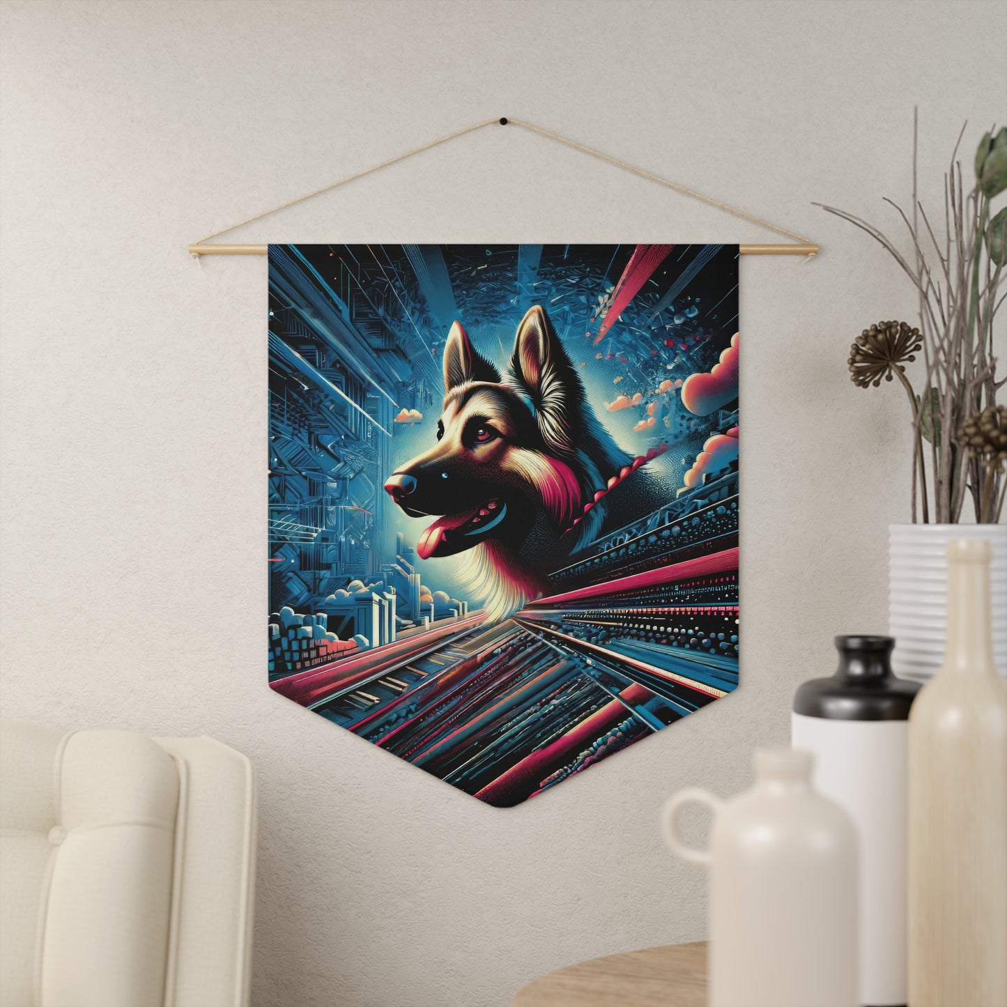 Futurism and gothic German Shepherd Pennant