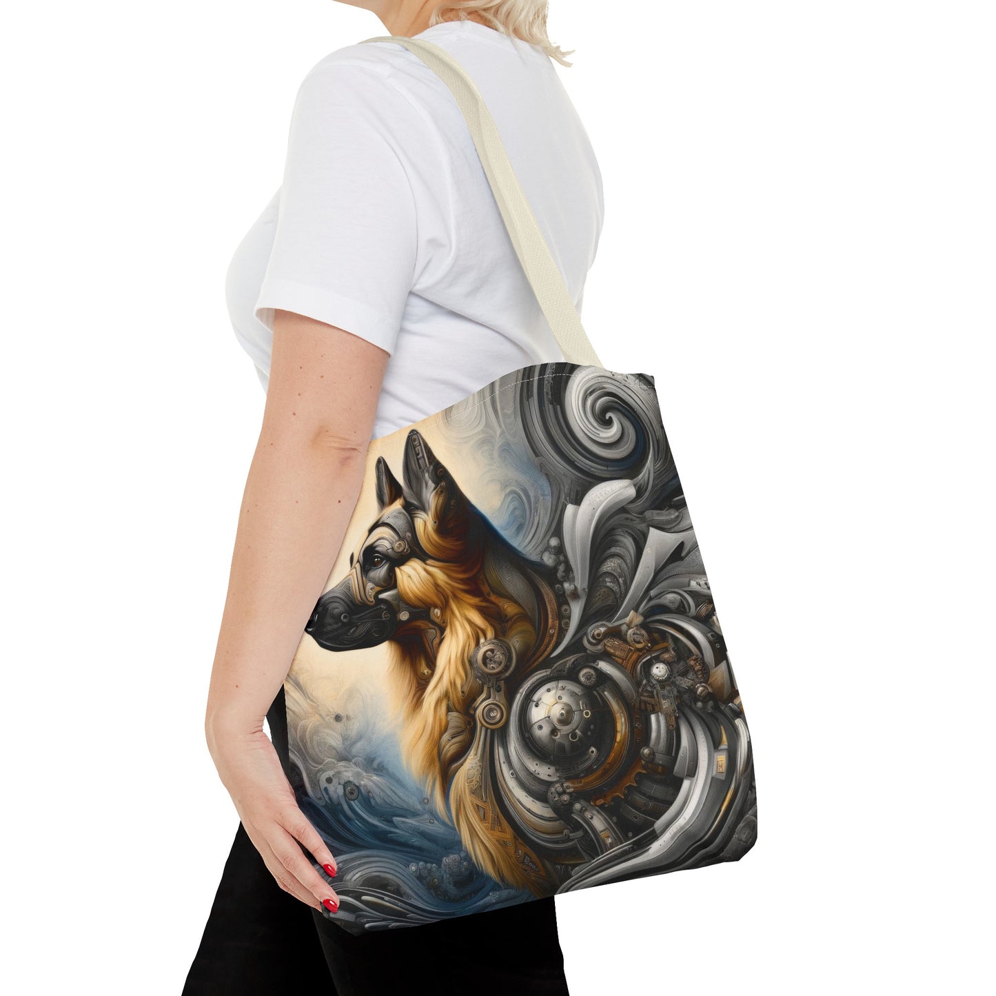 Byzantine, charcoal, and cybernetic German Shepherd Tote Bag