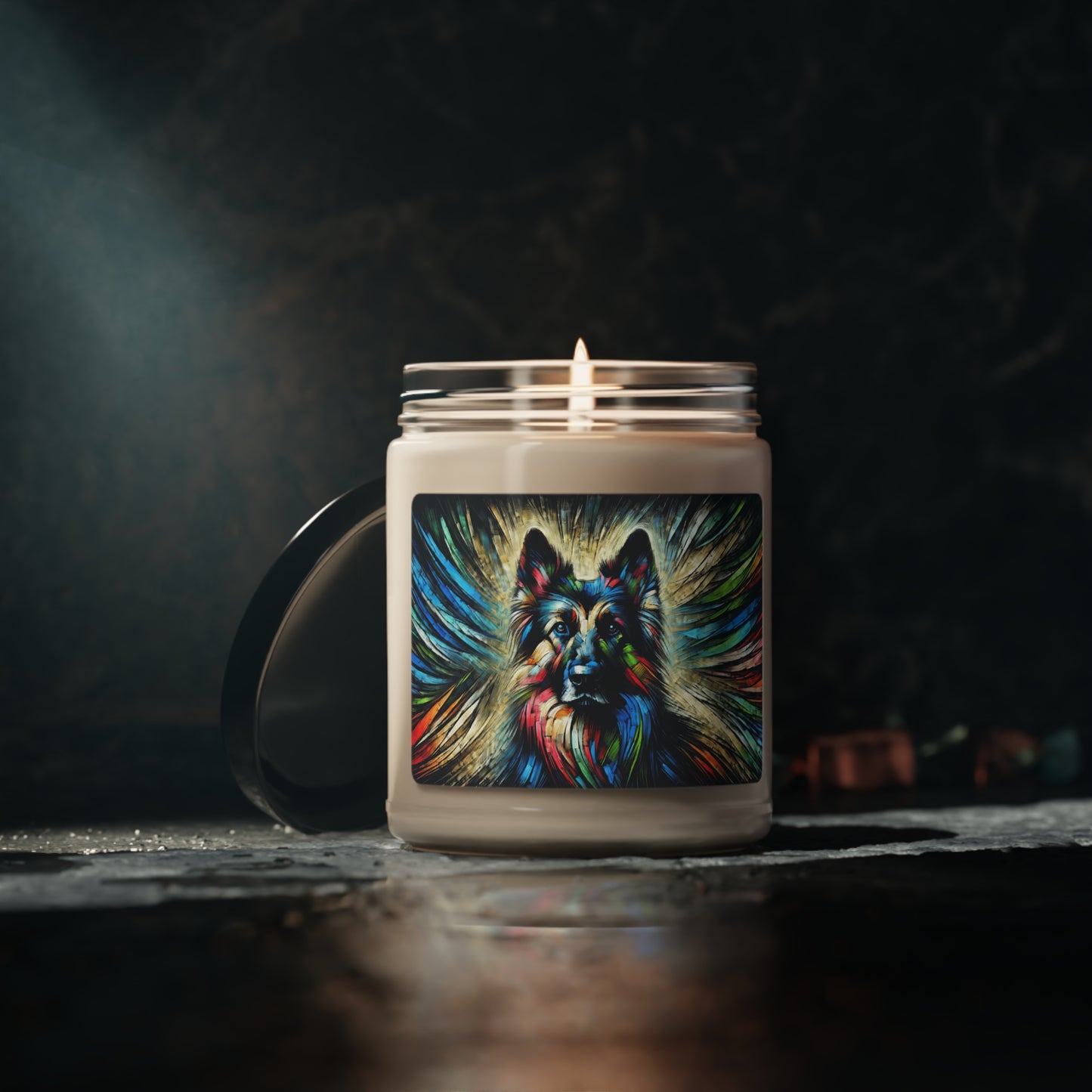 Fauvism scratchboard technique German Shepherd Scented Soy Candle, 9oz