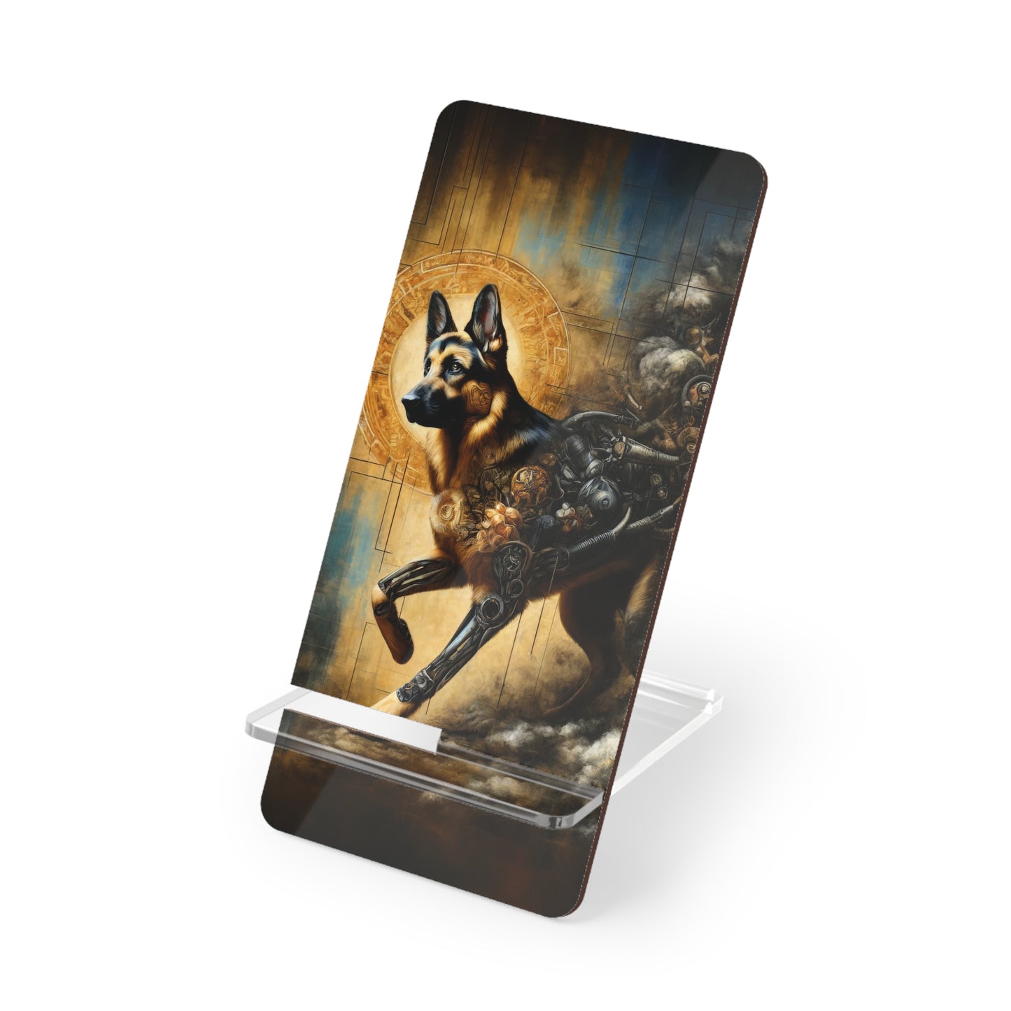 Byzantine, charcoal, and cybernetic German Shepherd Smartphone Stand