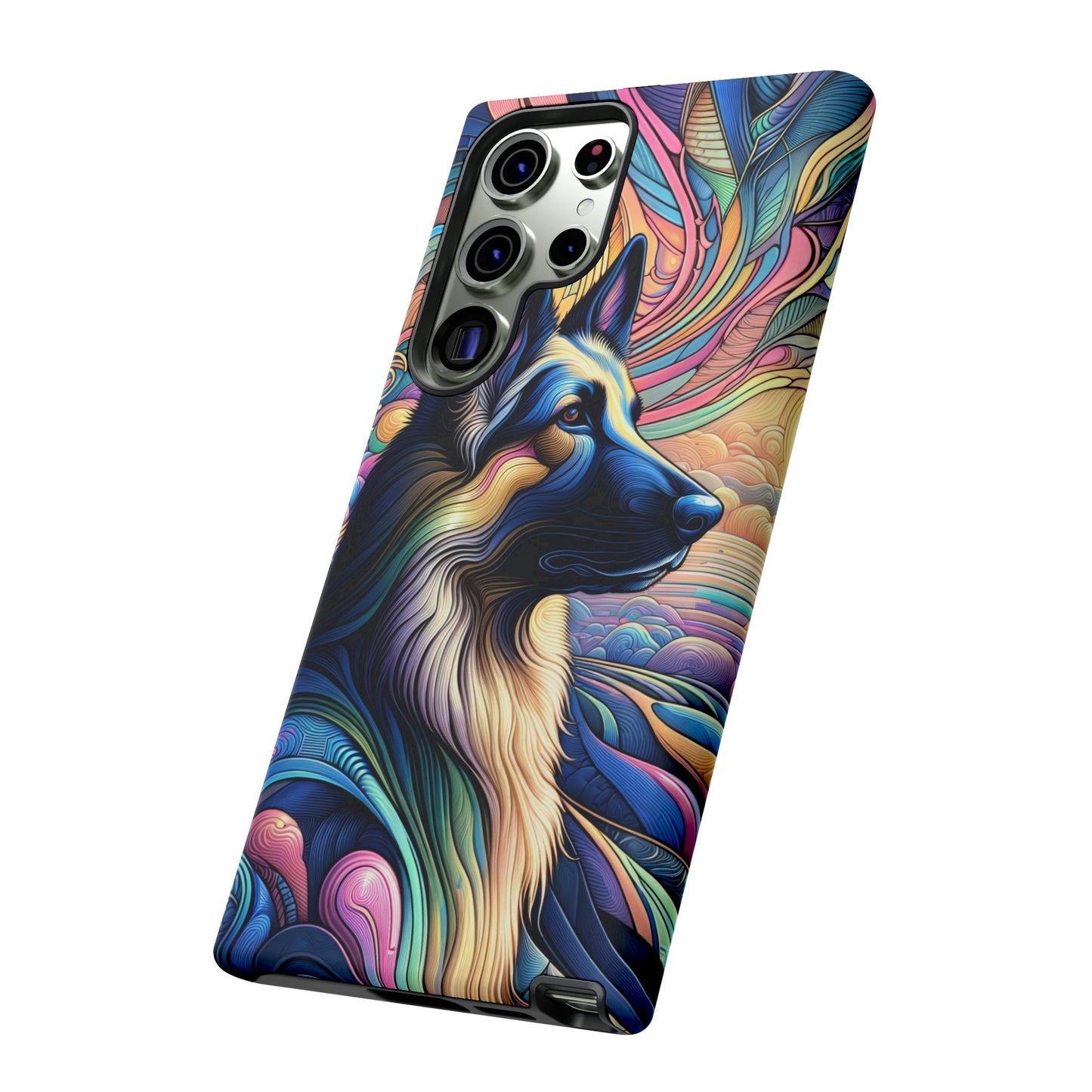 Art nouveau and vaporwave German Shepherd Phone Case