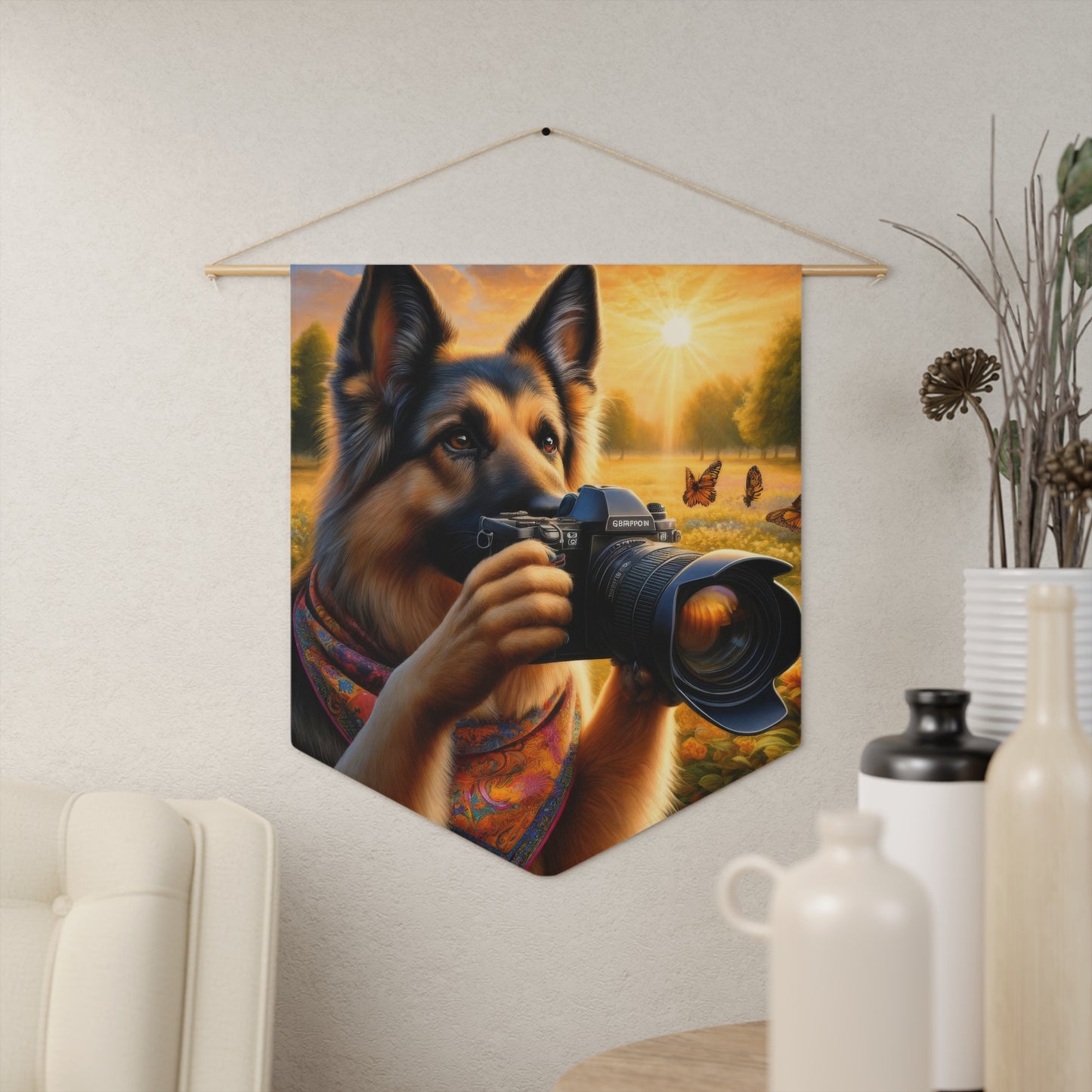 German Shepherd Taking photographs Pennant