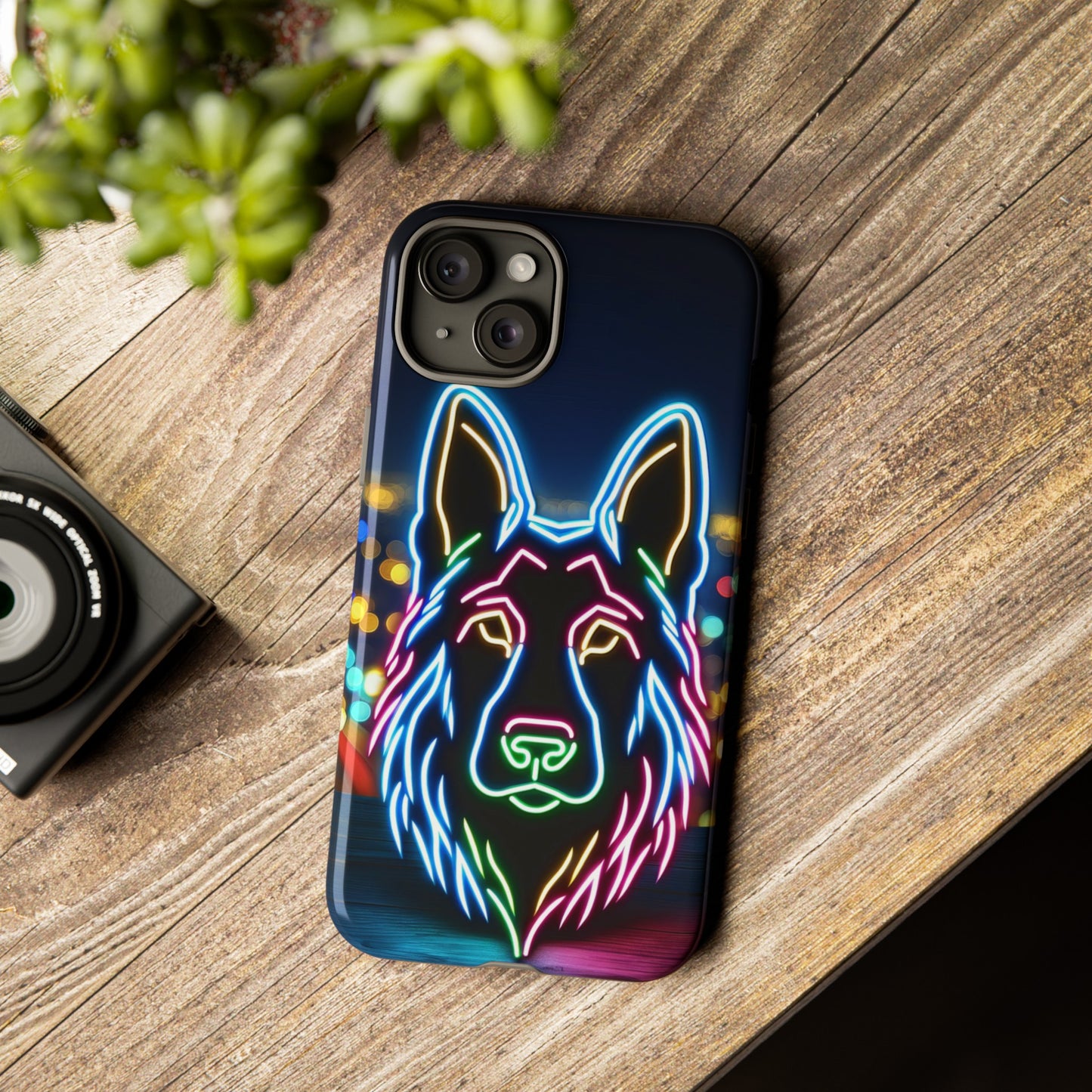 German Shepherd Neon Light Phone Case