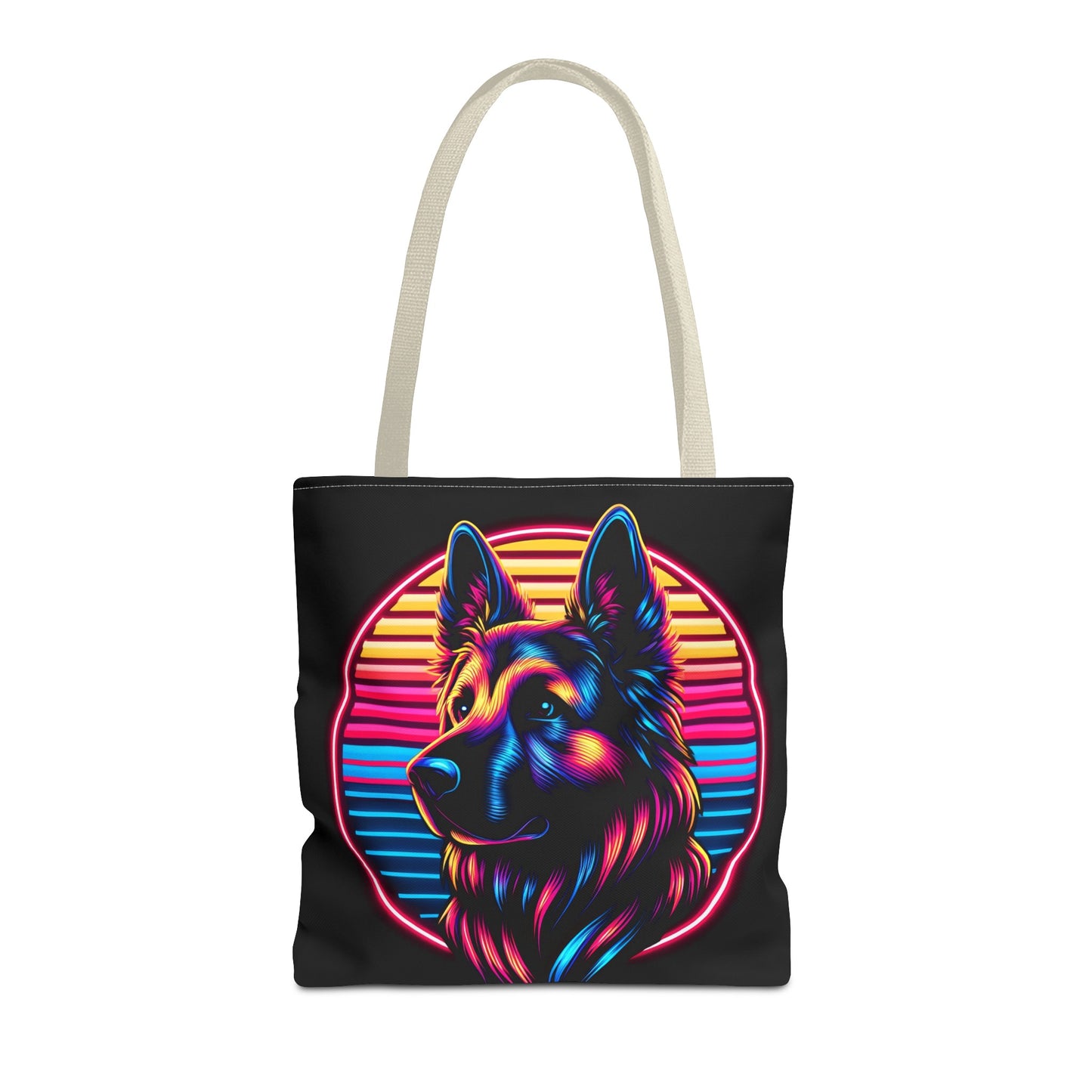 Retro wave and concept art German Shepherd Tote Bag