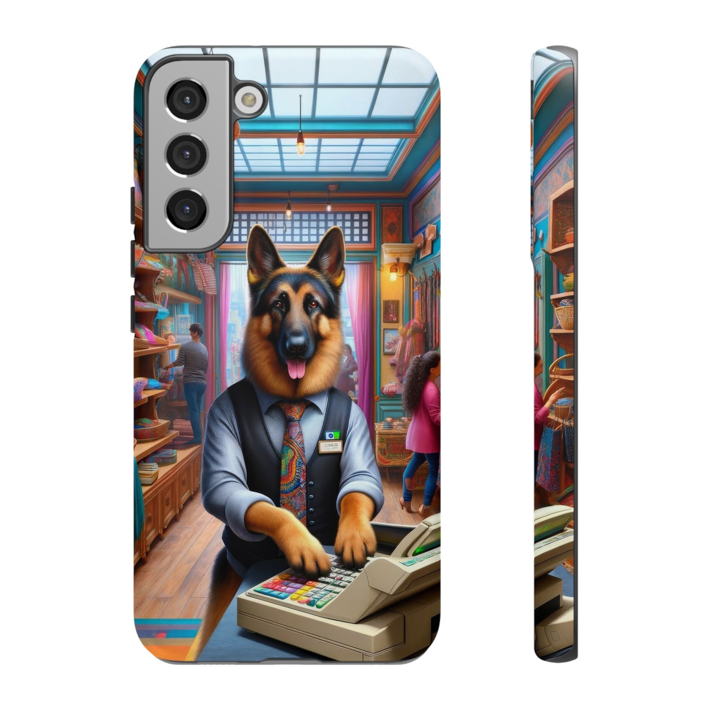 German Shepherd Operating a Cash Register Phone Case