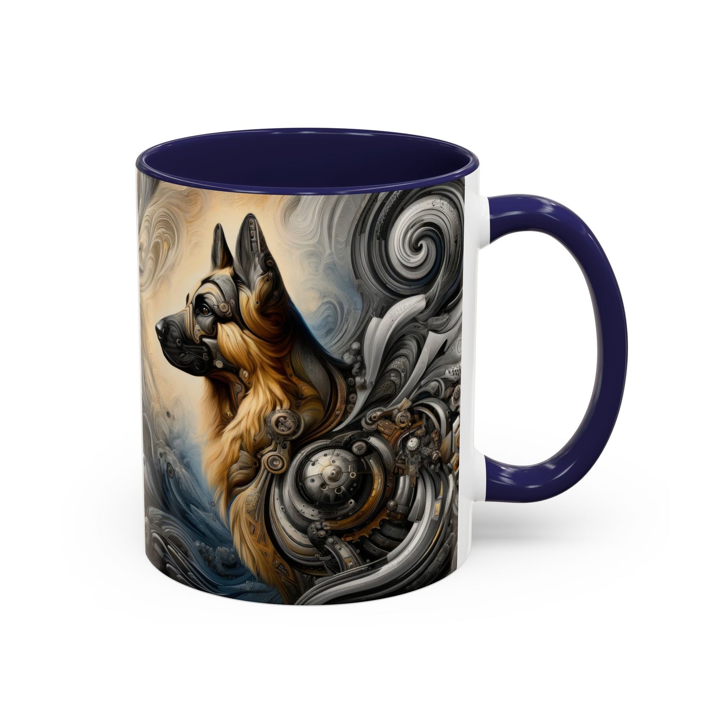 Byzantine, charcoal, and cybernetic German Shepherd Coffee Mug