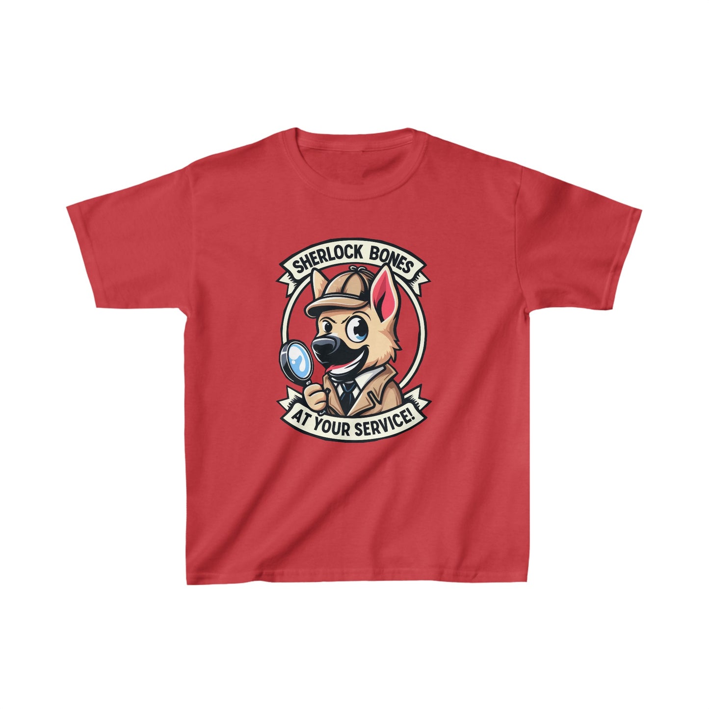 Sherlock Bones Kids Size T-Shirt (Multi colors) (German Shepherd)