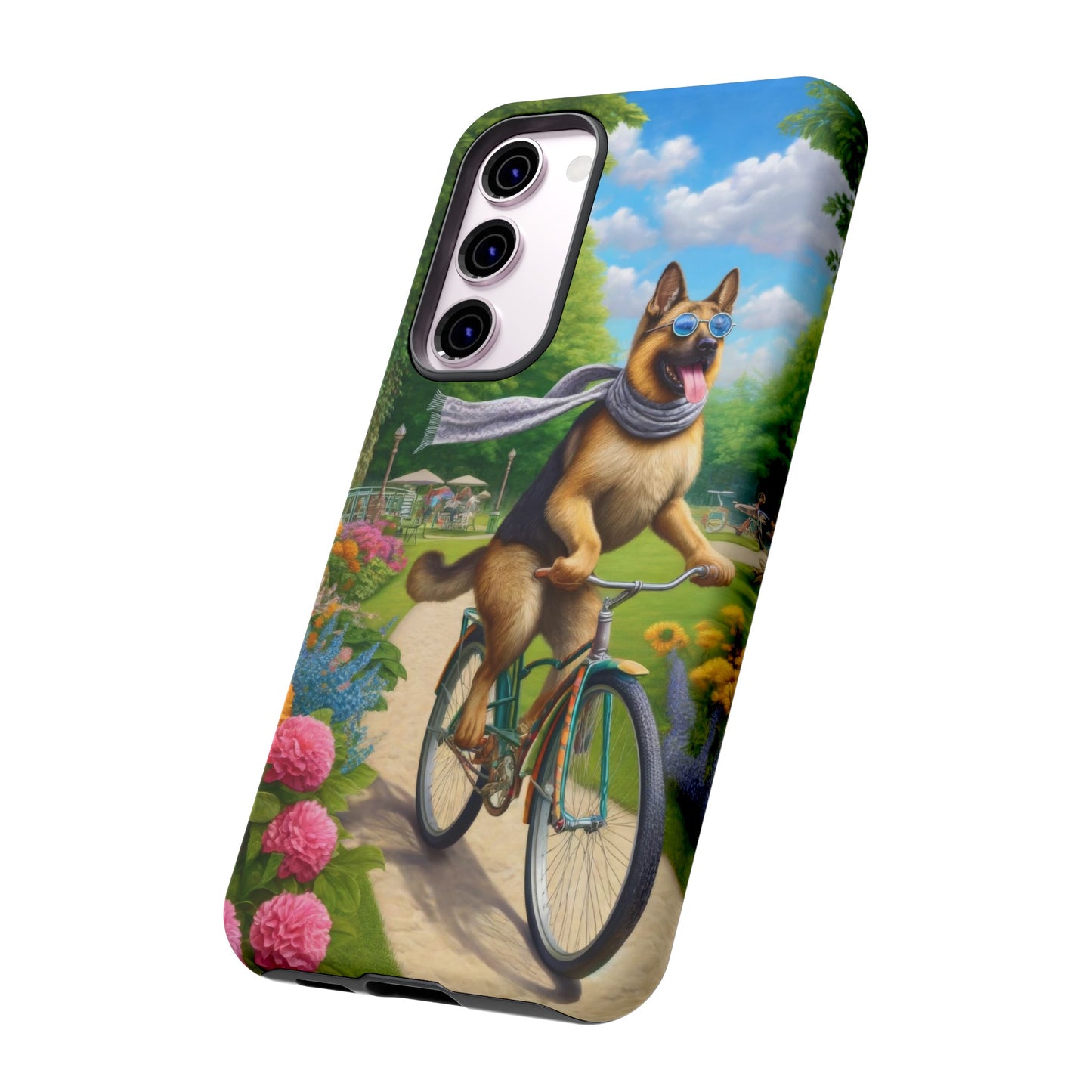 German Shepherd Riding a Bicycle Phone Case