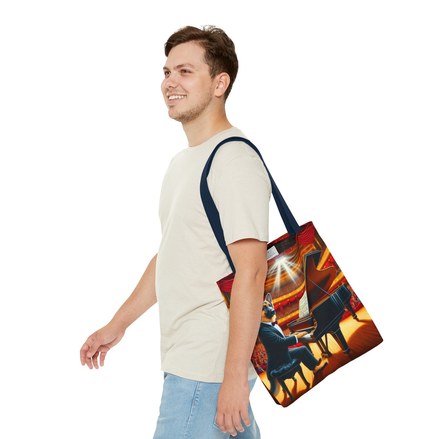 German Shepherd Playing the Piano Tote Bag