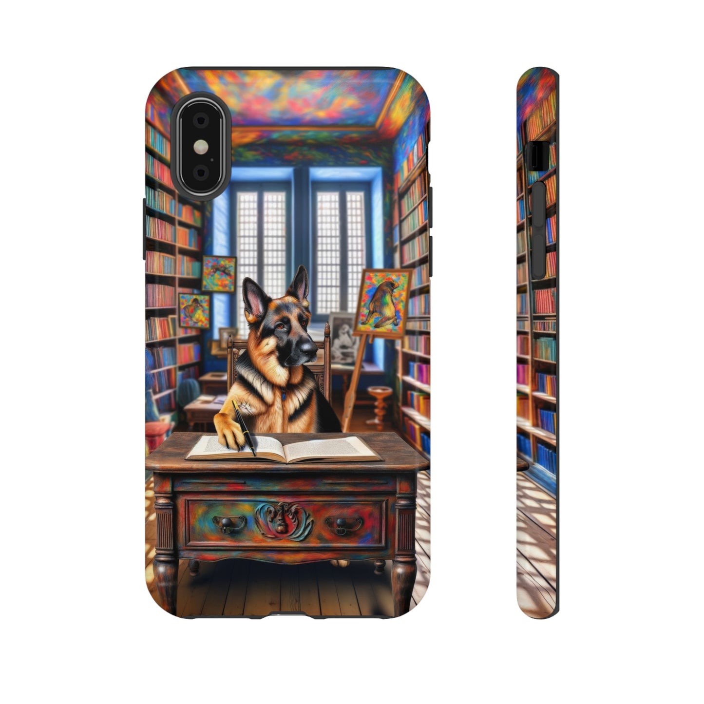 German Shepherd Writing a Book Phone Case