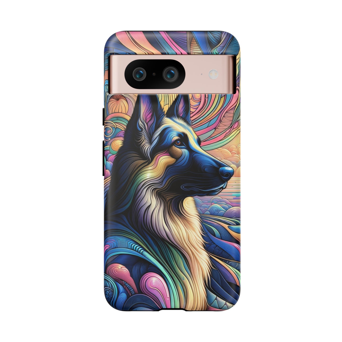 Art nouveau and vaporwave German Shepherd Phone Case