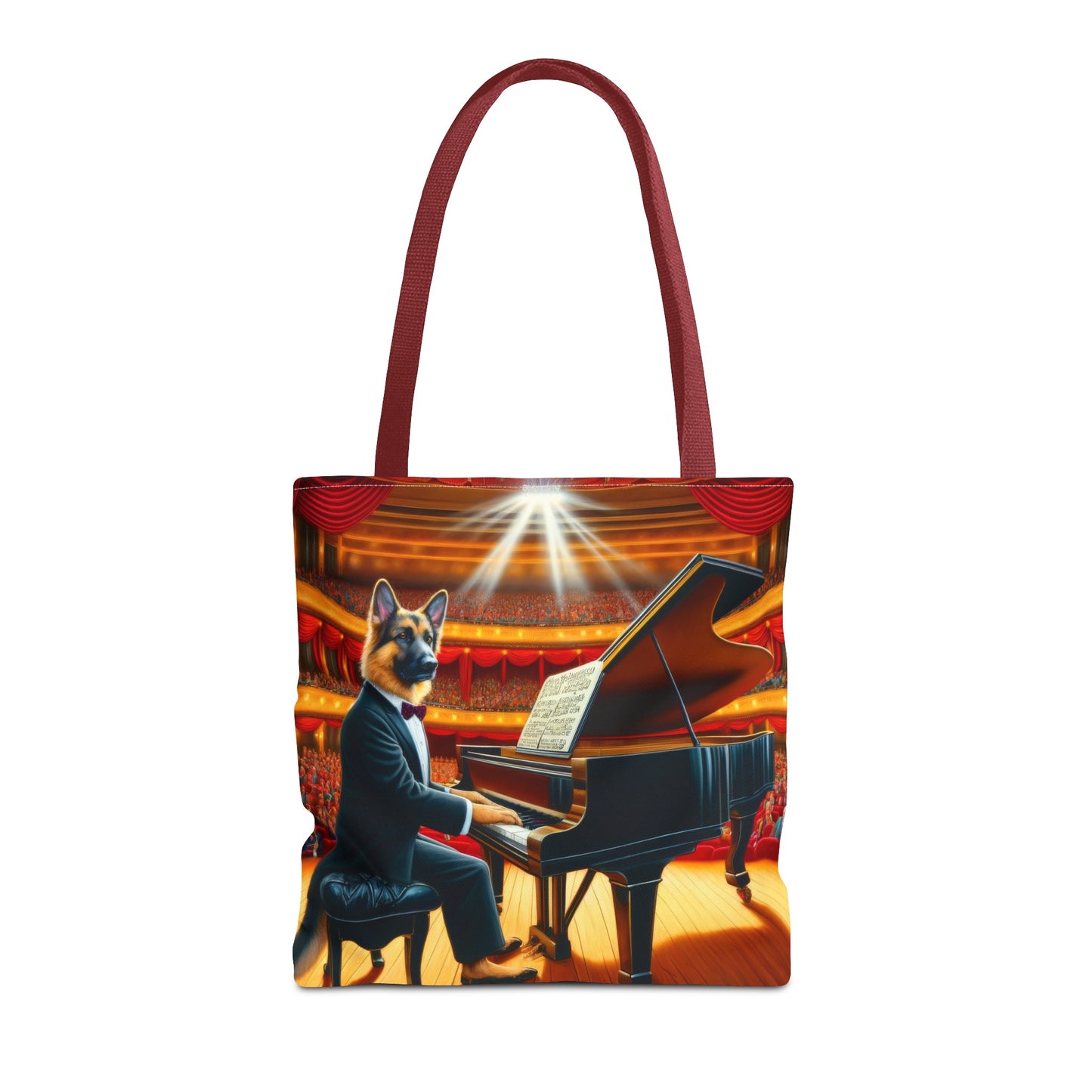 German Shepherd Playing the Piano Tote Bag