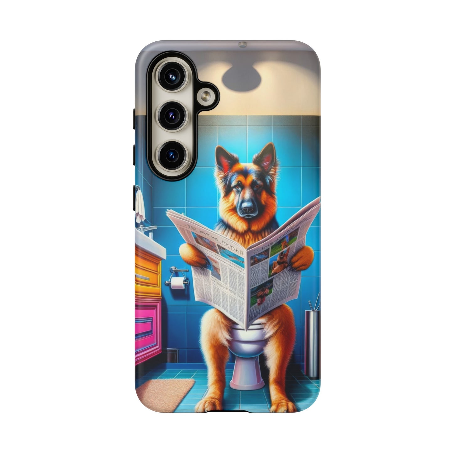 German Shepherd using a toilet Phone Case