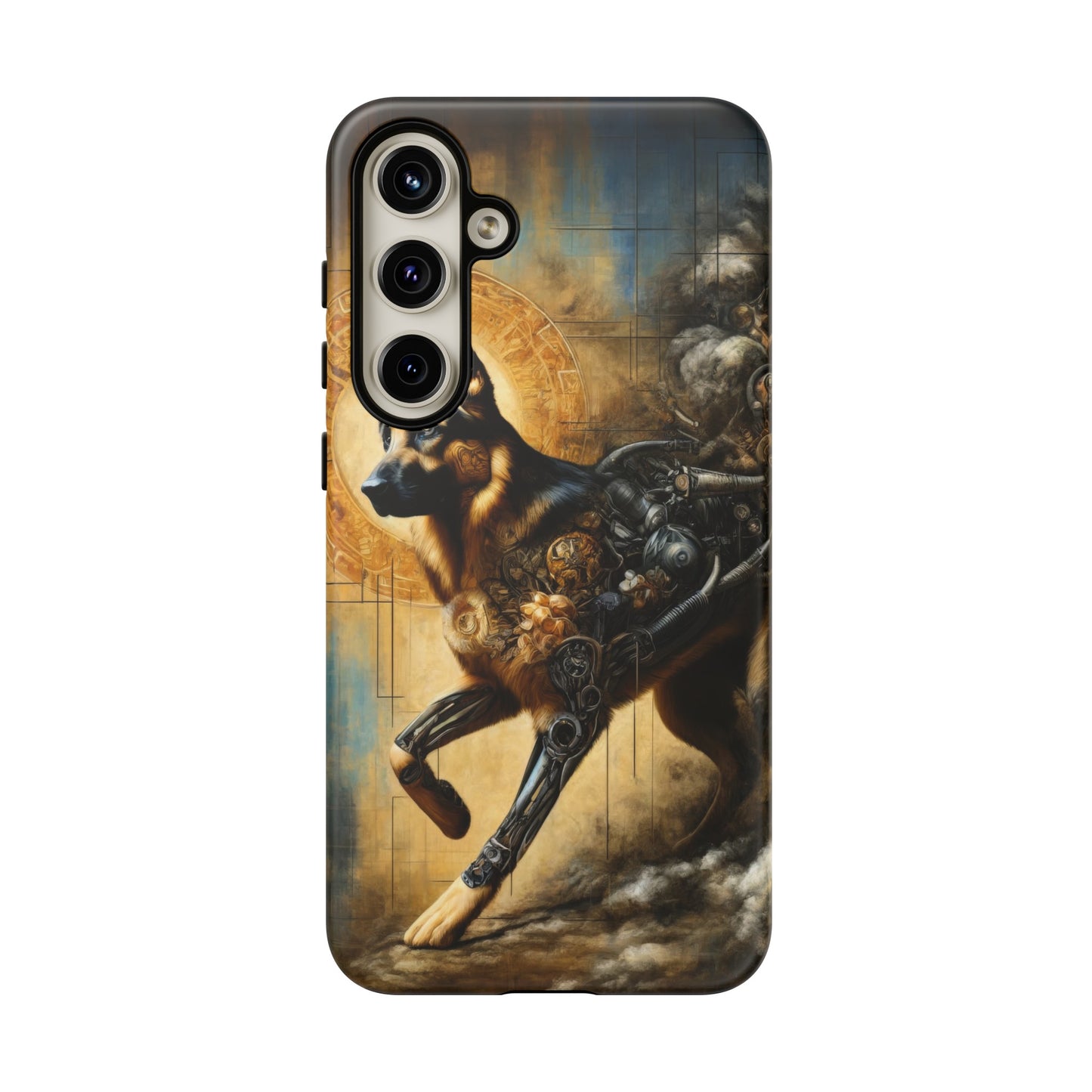 Byzantine, charcoal, and cybernetic German Shepherd Phone Case