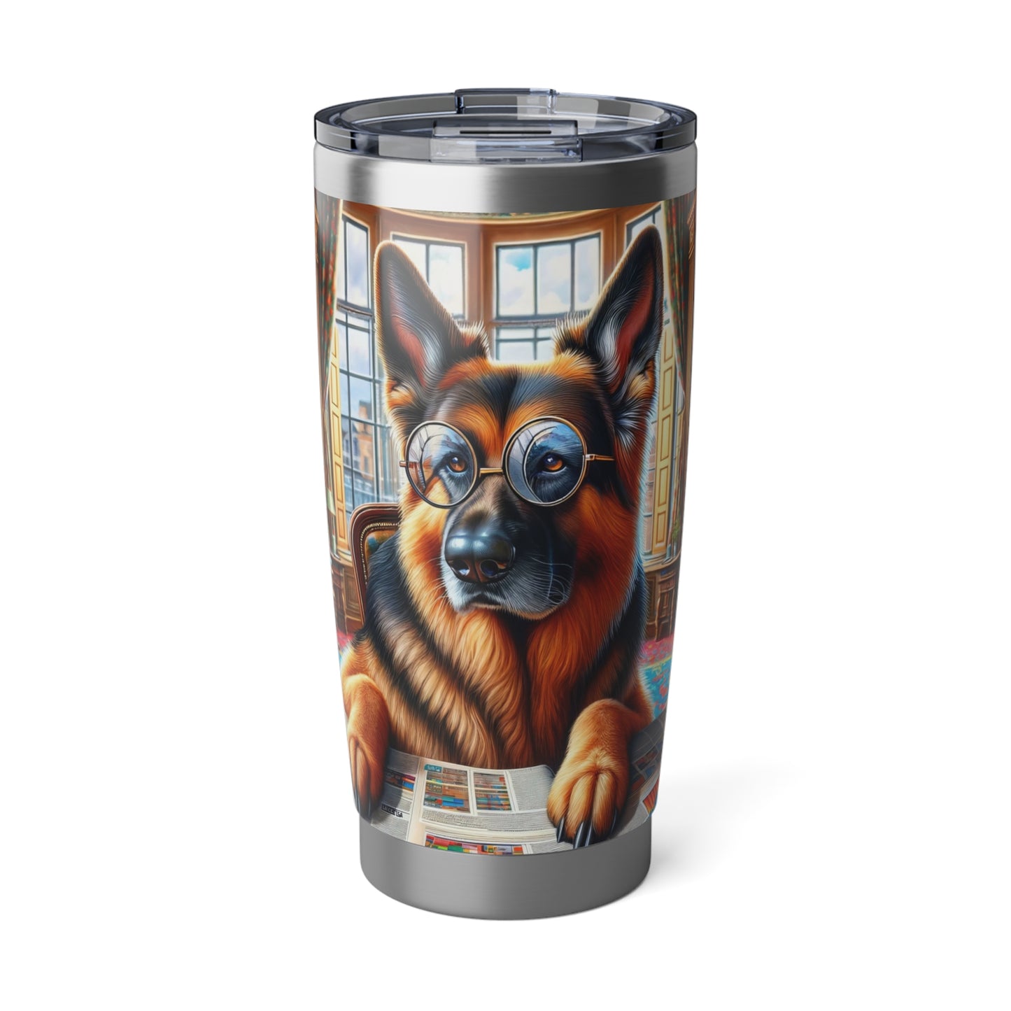 German Shepherd Reading a Newspaper 20oz Tumbler
