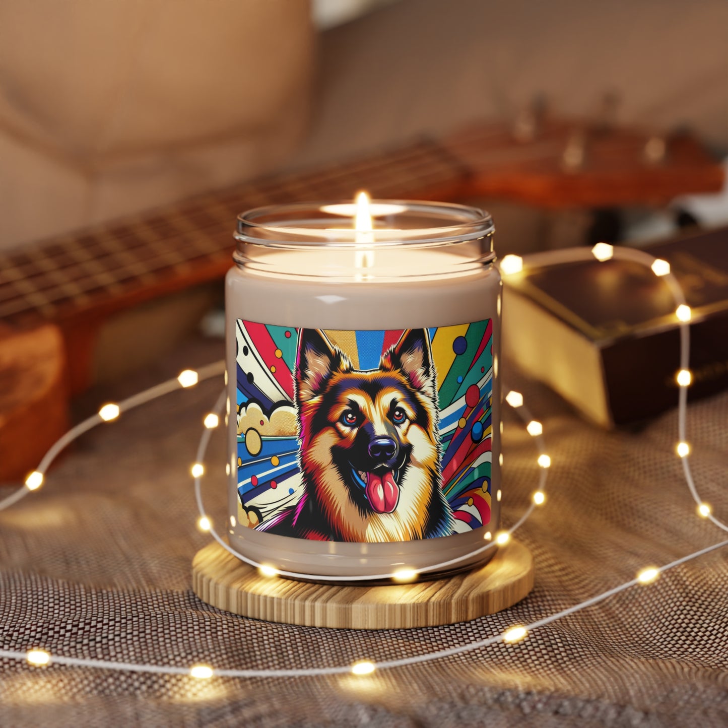 Anime style German Shepherd Scented Soy Candle, 9oz