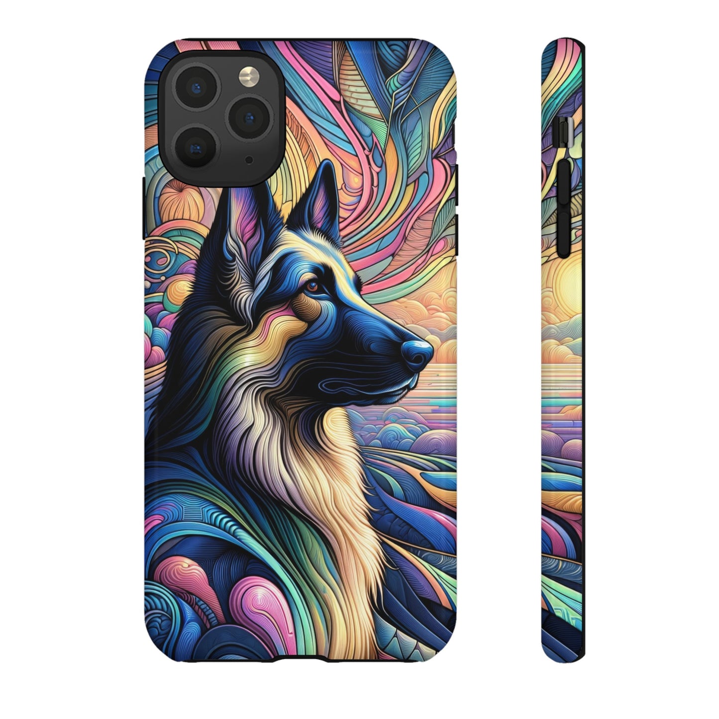 Art nouveau and vaporwave German Shepherd Phone Case