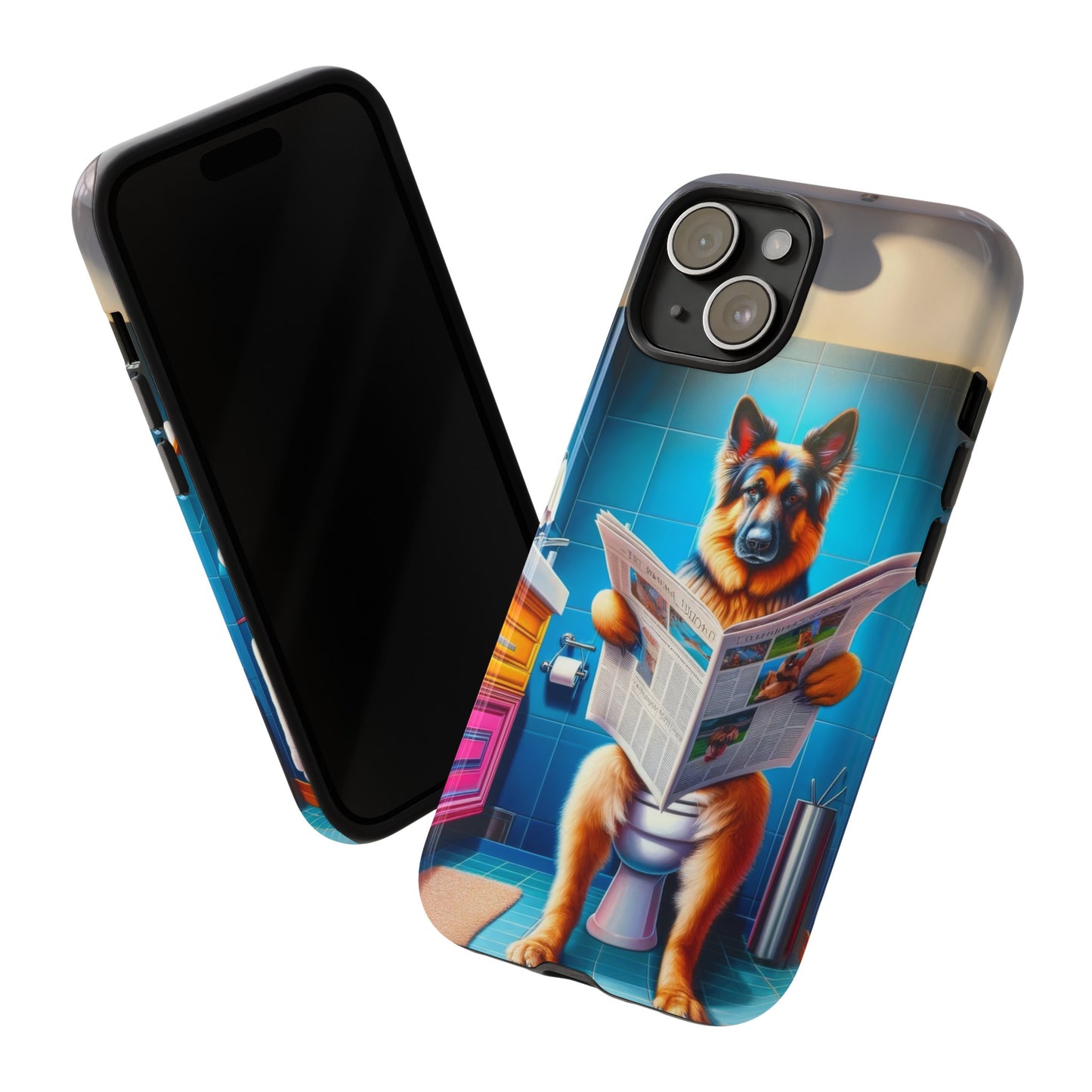 German Shepherd using a toilet Phone Case