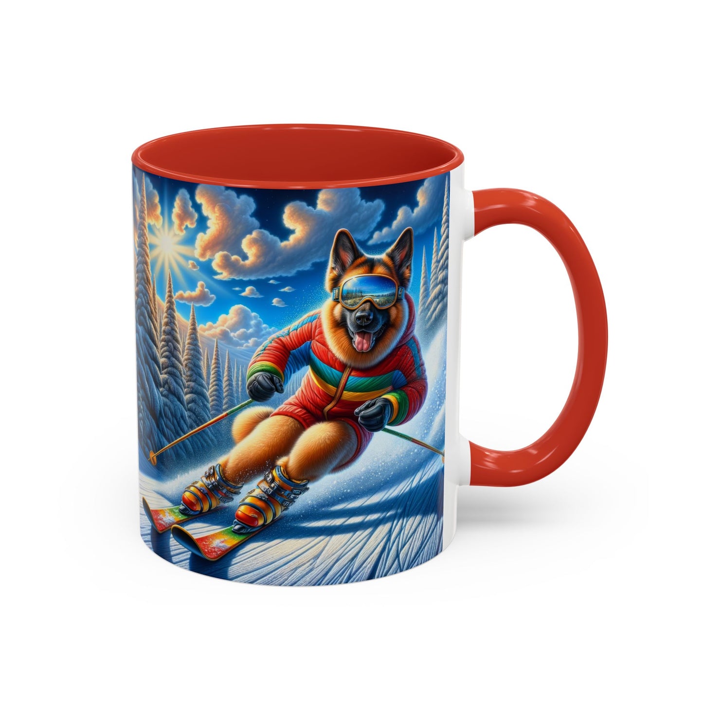 German Shepherd Skiing Coffee Mug