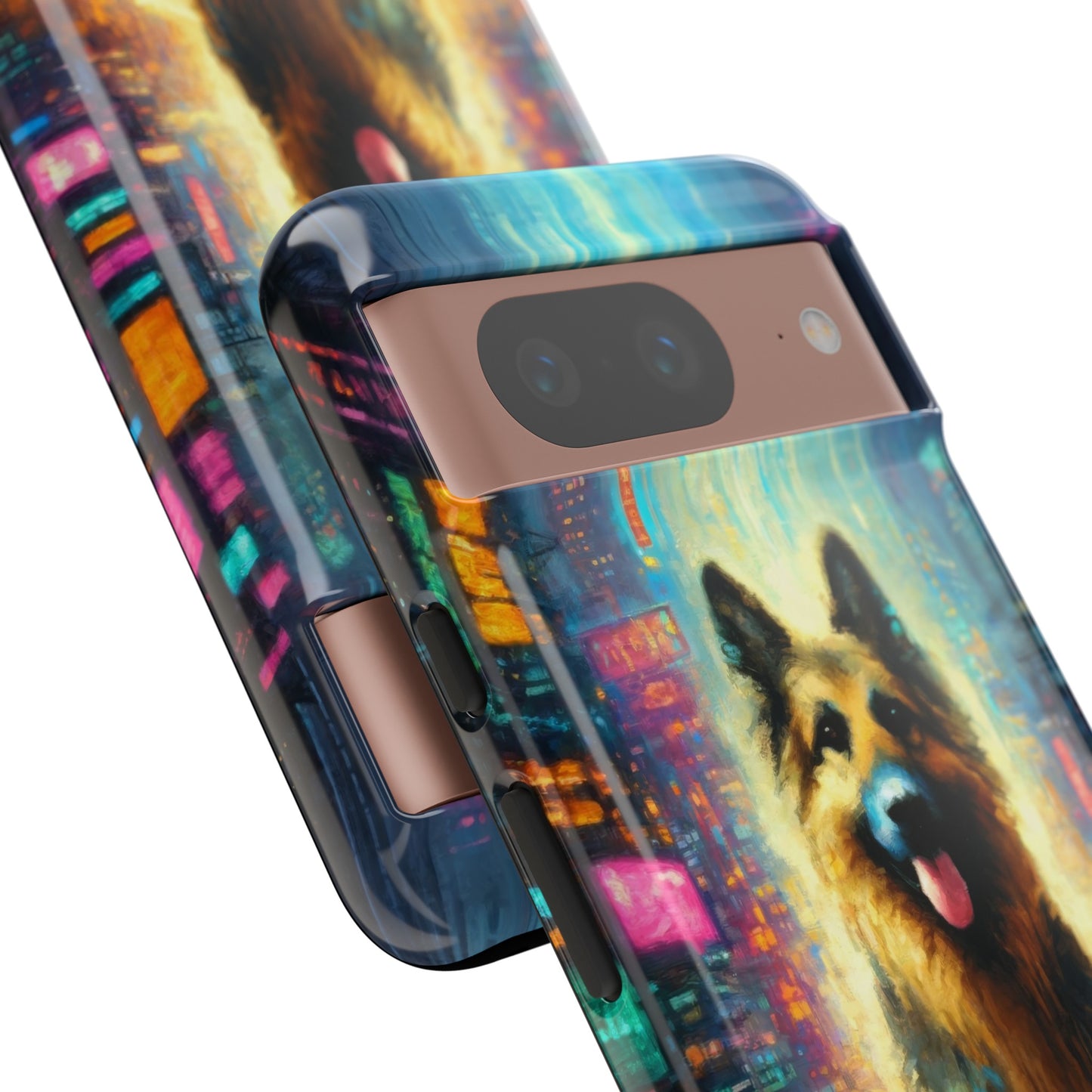 Impressionism meets cyberpunk German Shepherd Phone Case