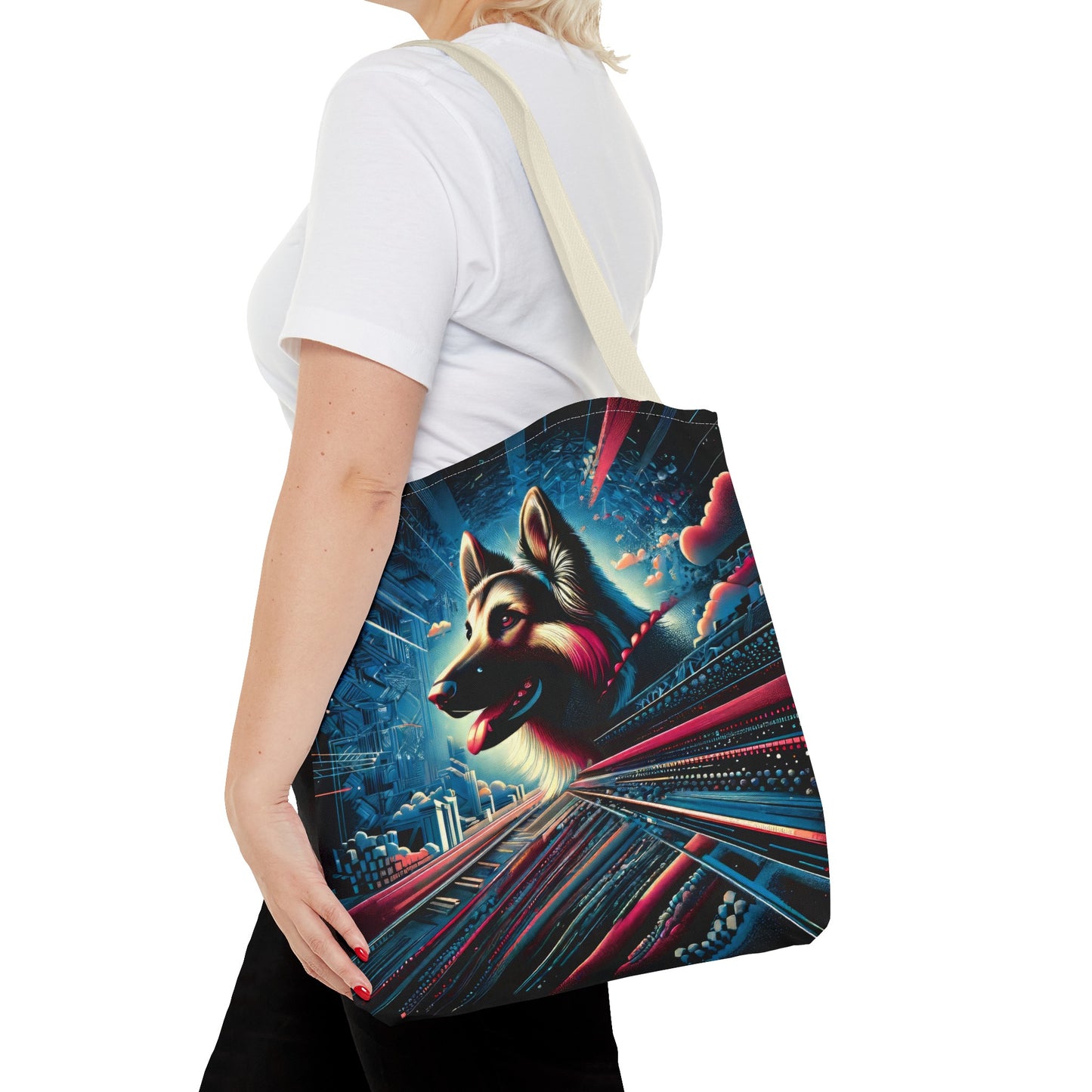 Futurism and gothic German Shepherd Tote Bag