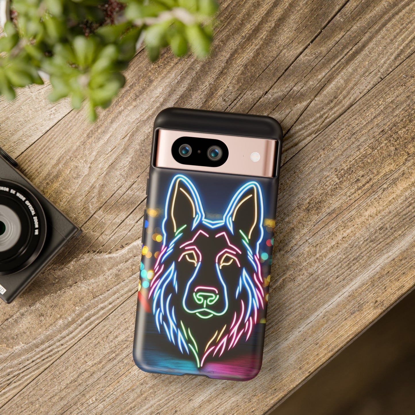 German Shepherd Neon Light Phone Case