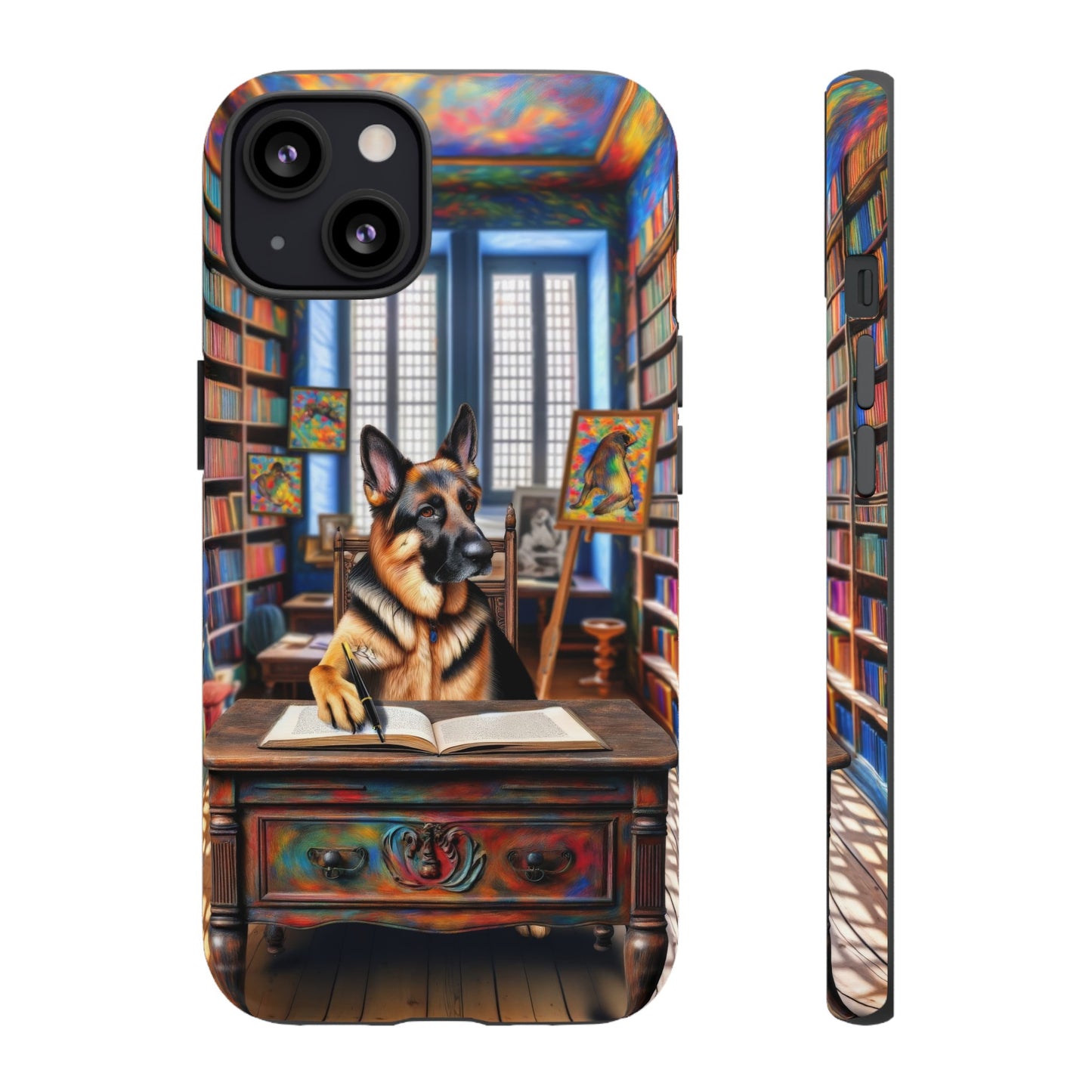 German Shepherd Writing a Book Phone Case