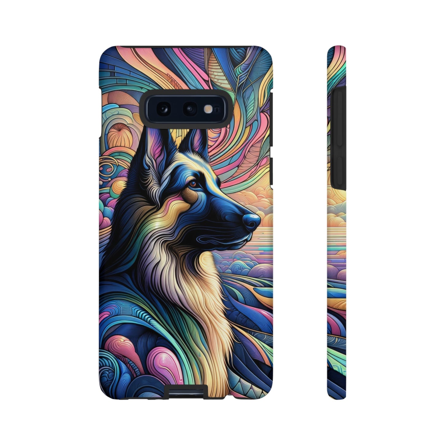 Art nouveau and vaporwave German Shepherd Phone Case