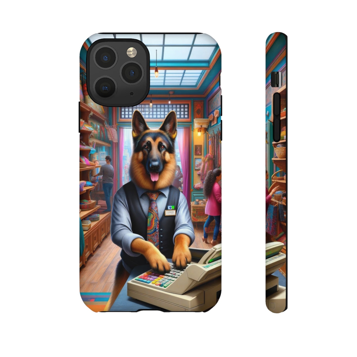 German Shepherd Operating a Cash Register Phone Case