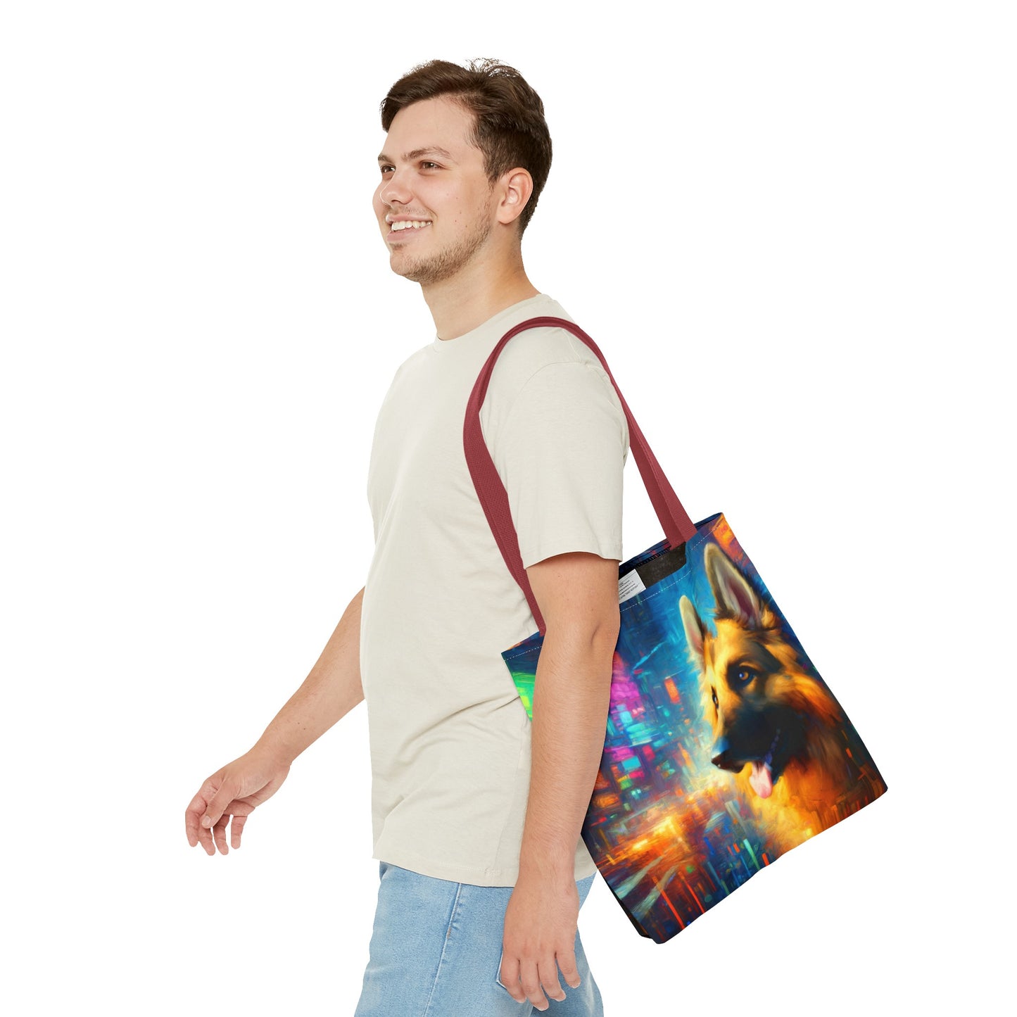 Impressionism meets cyberpunk German Shepherd Tote Bag