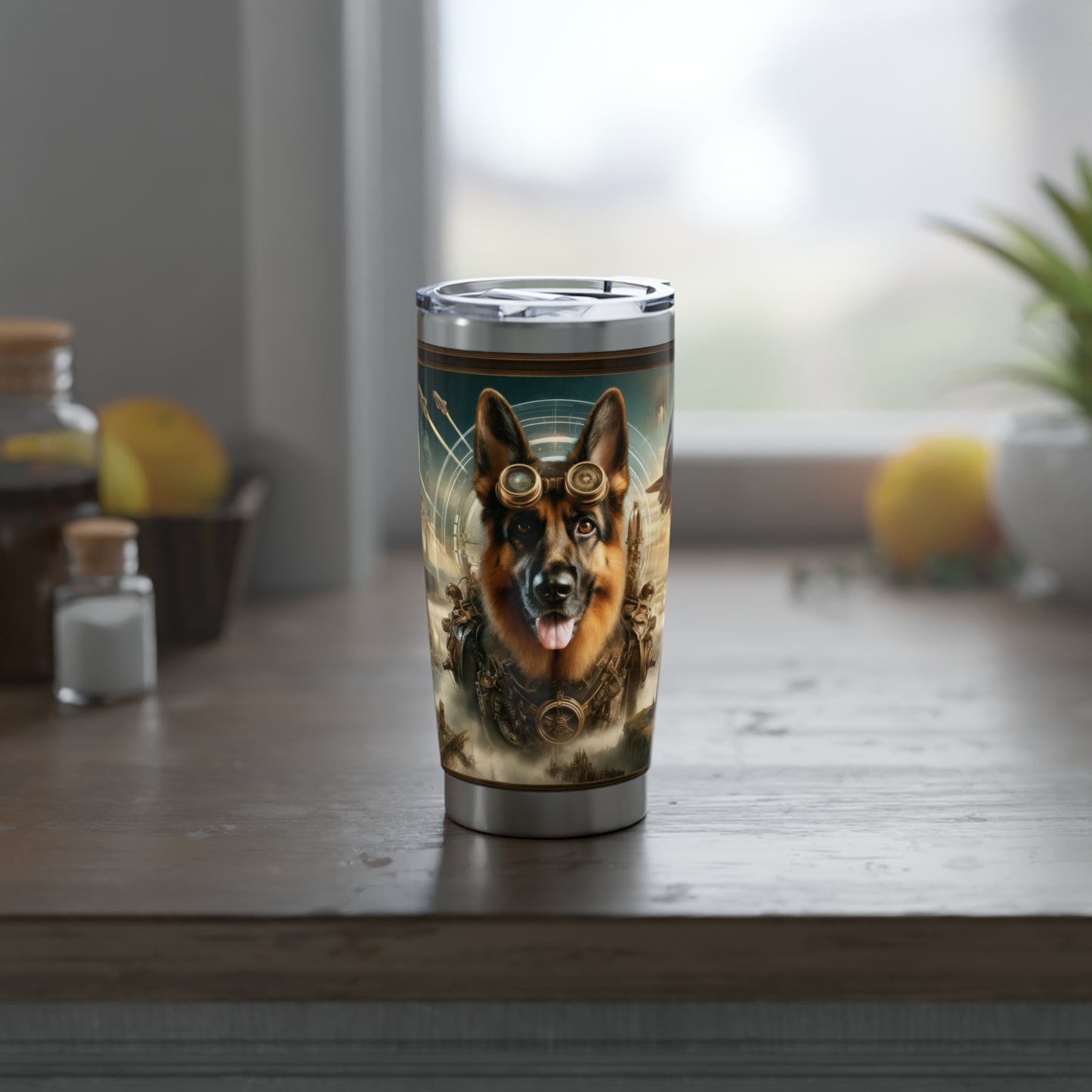 Steampunk Fantasy German Shepherd 20oz Tumbler
