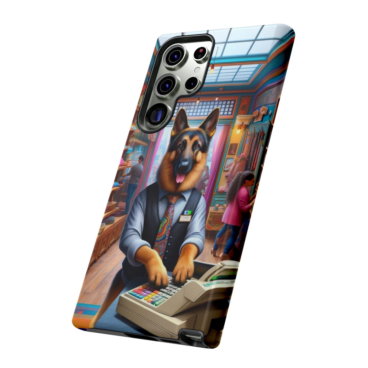 German Shepherd Operating a Cash Register Phone Case
