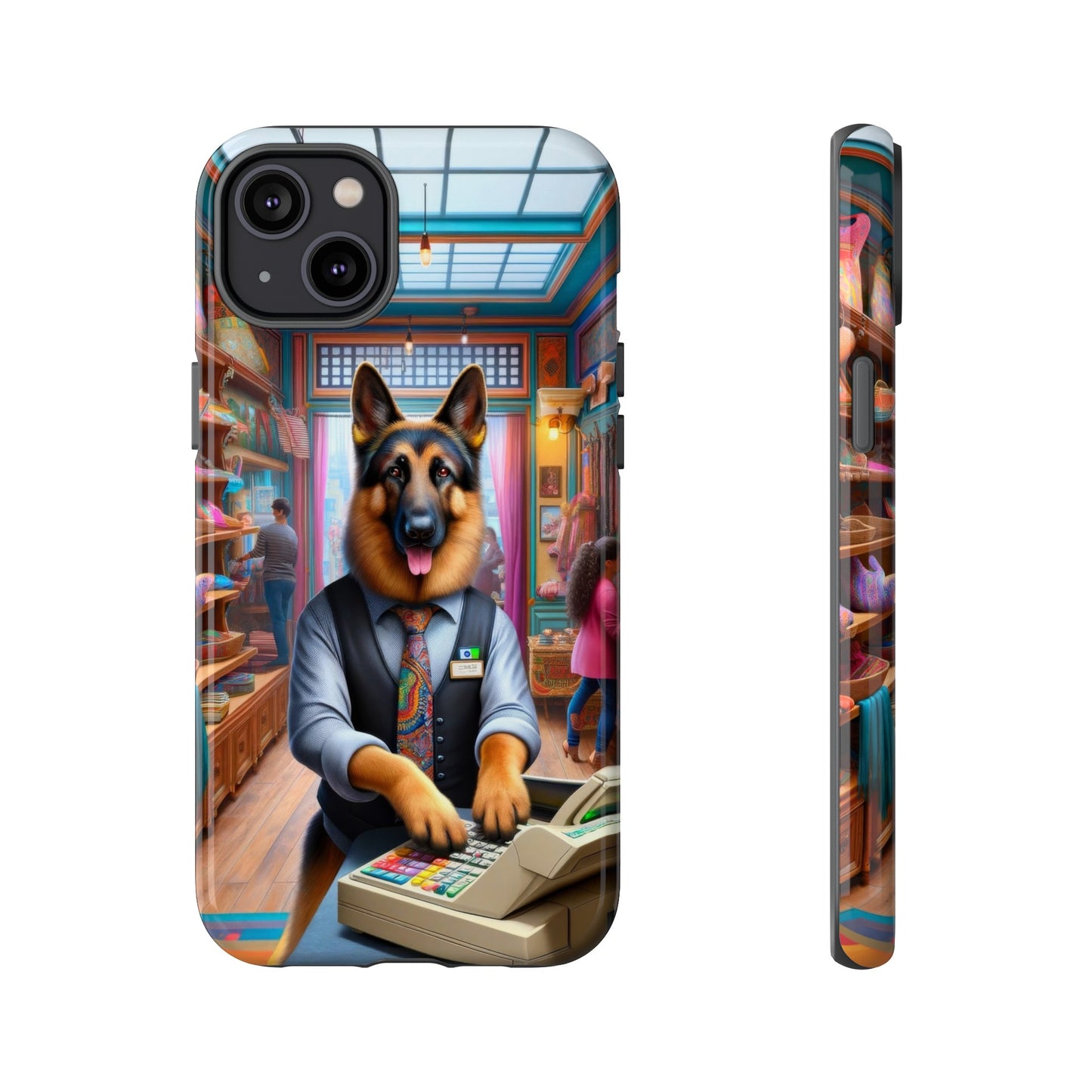 German Shepherd Operating a Cash Register Phone Case
